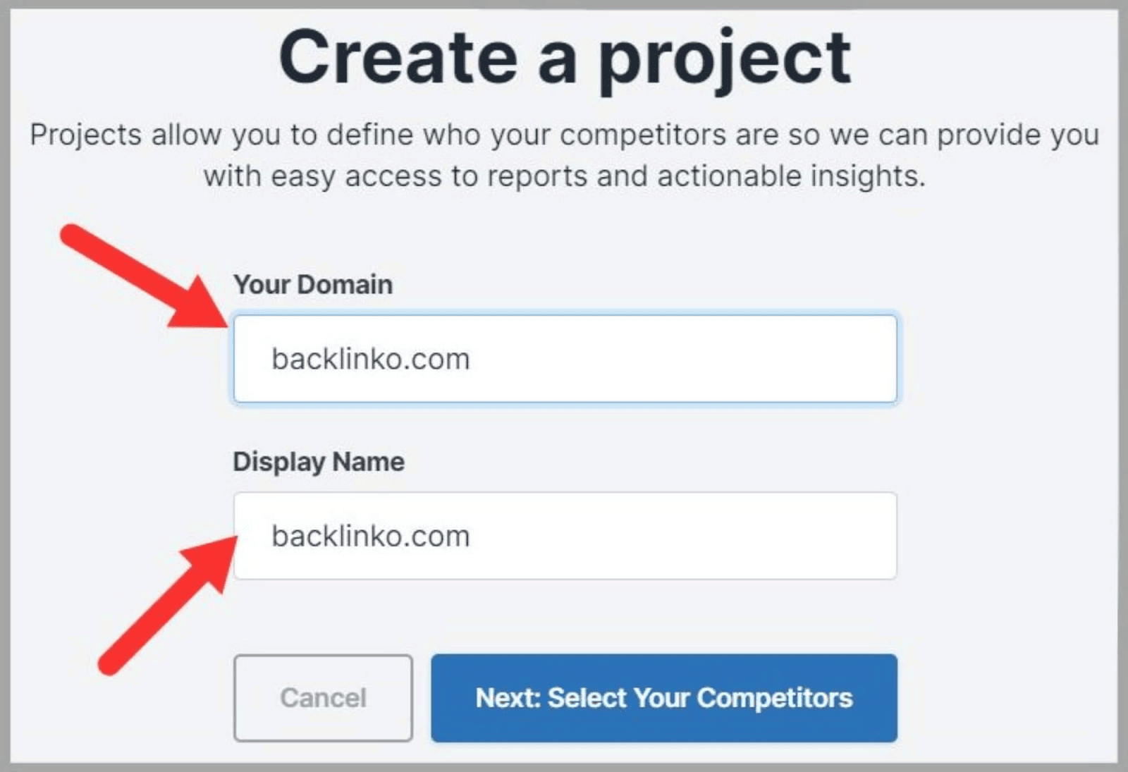 Enter your domain and show  name