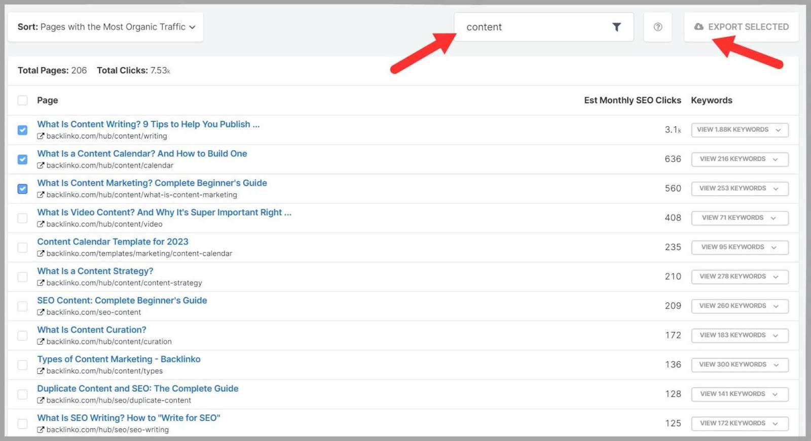 Export your information  into a spreadsheet