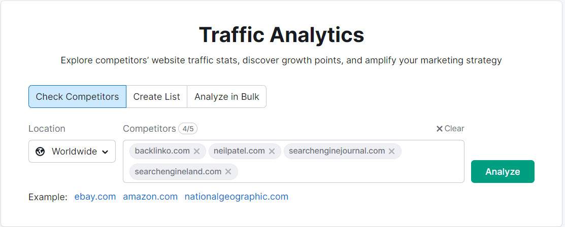 Traffic Analytics on SEMrush