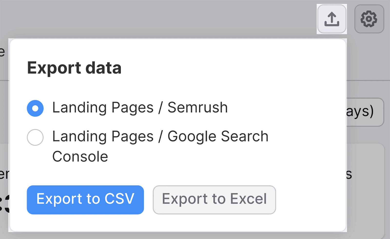 Choose the either SEMrush/GSC information  to export