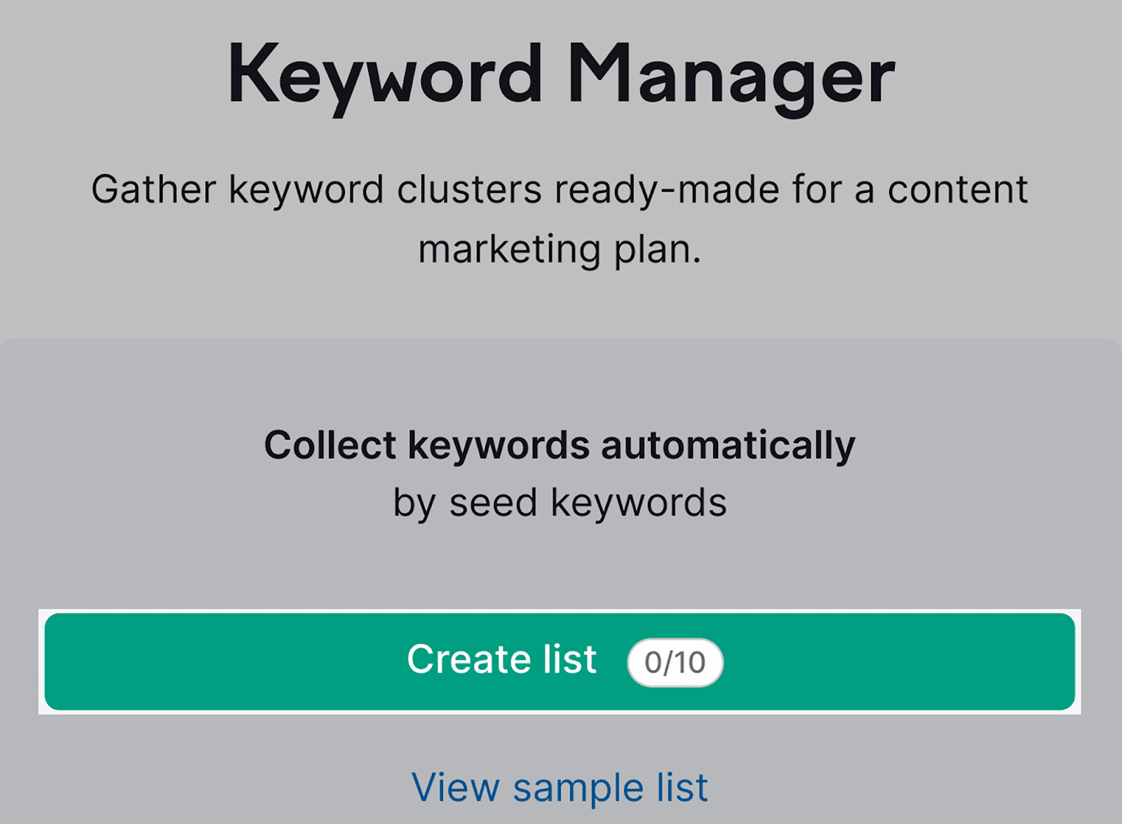 Click make  database  connected  Keyword Manager