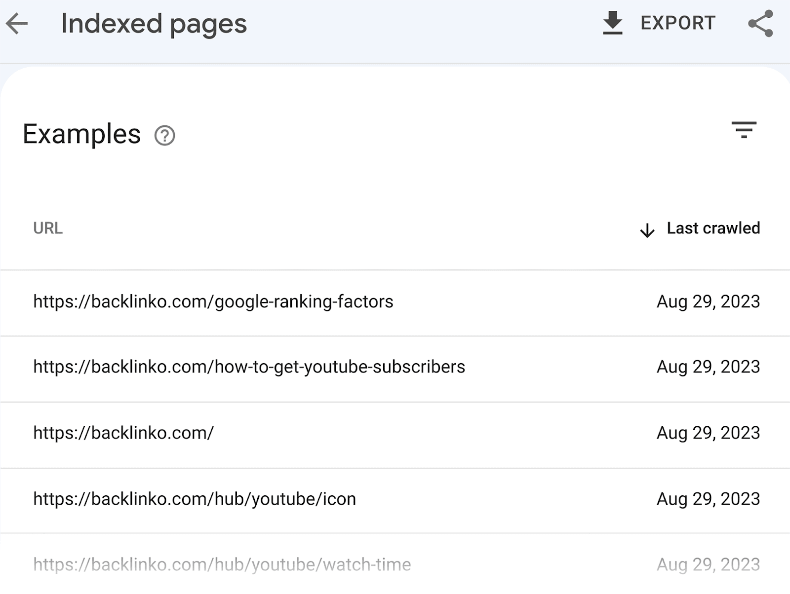 Indexed Pages showing past  crawled connected  GSC