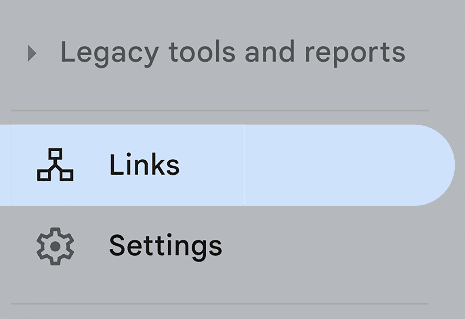 Links tab in the GSC