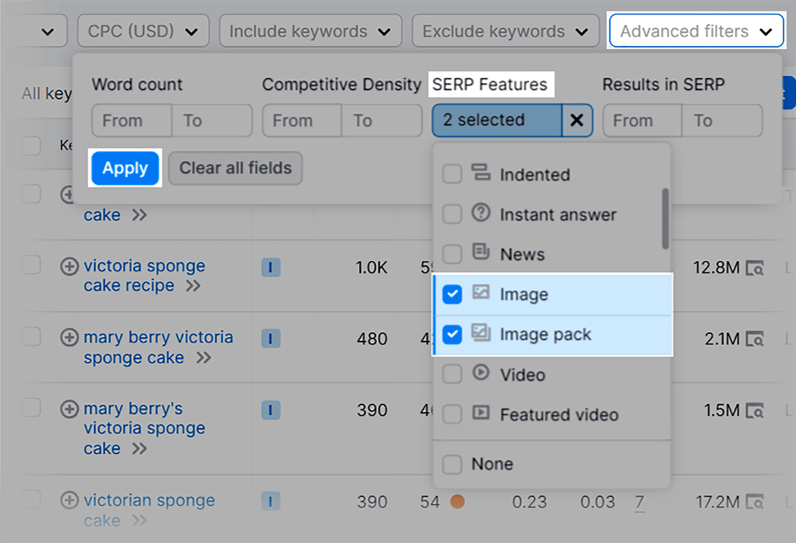 Use precocious  filters to prime   images and apply