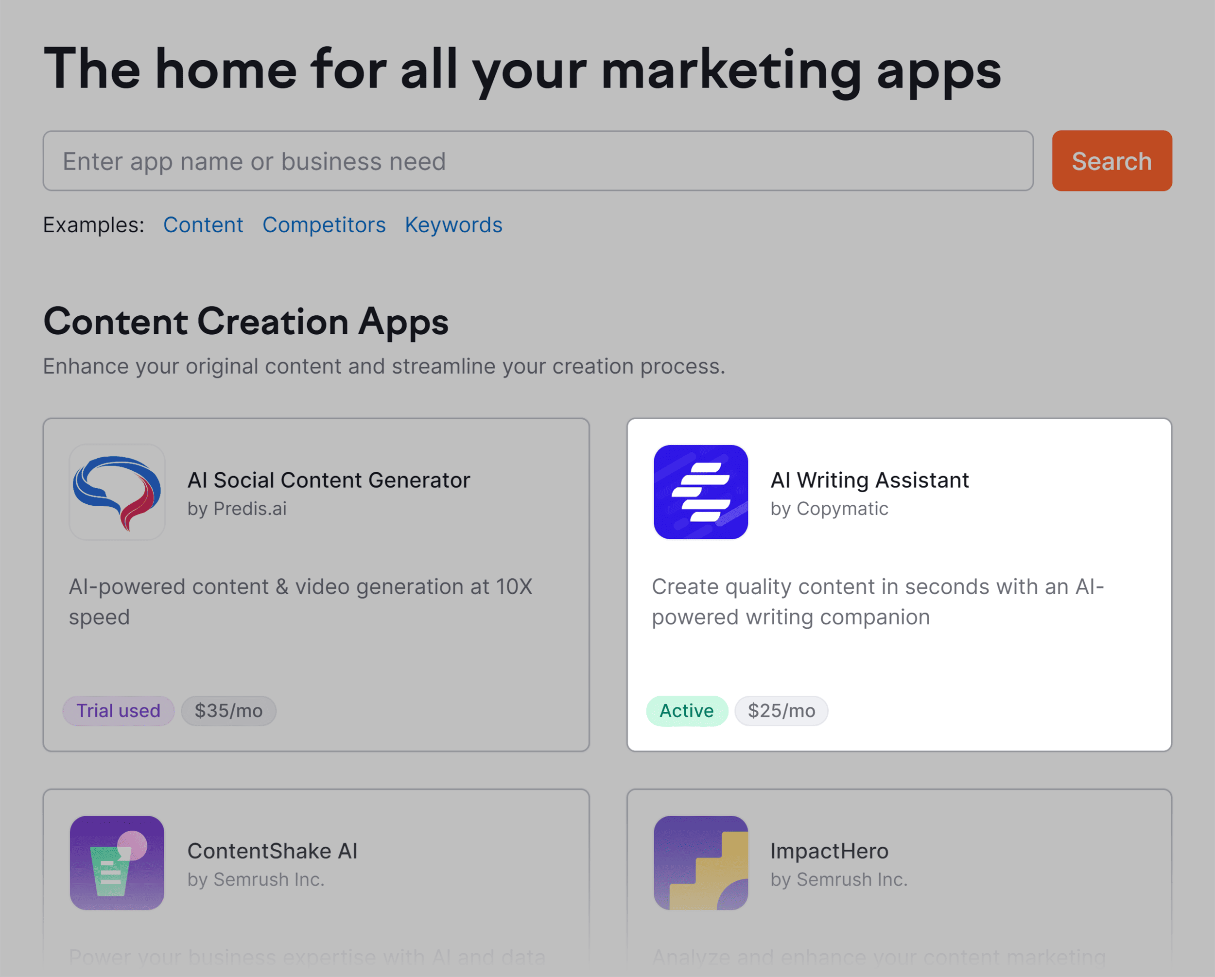 Semrush – App Center