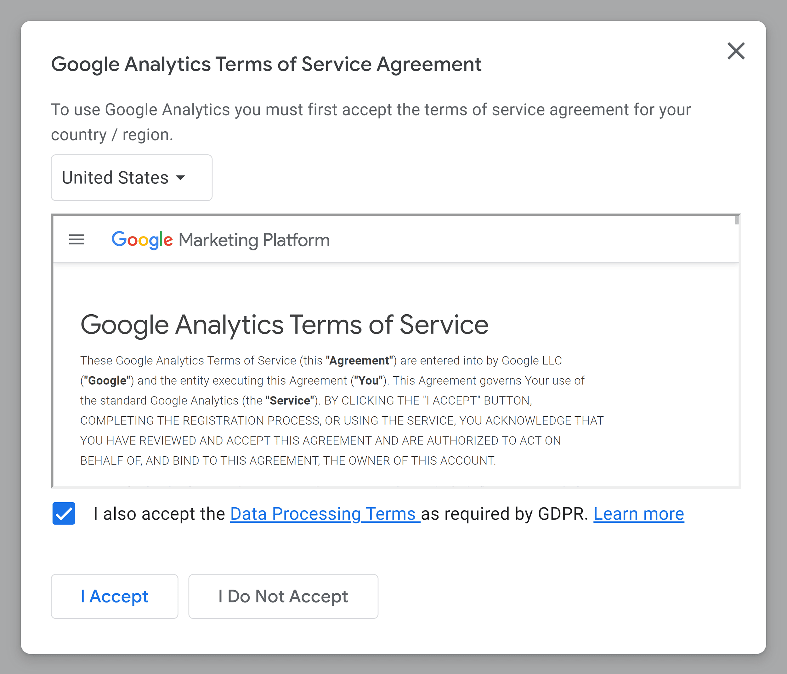 Analytics – Terms of service