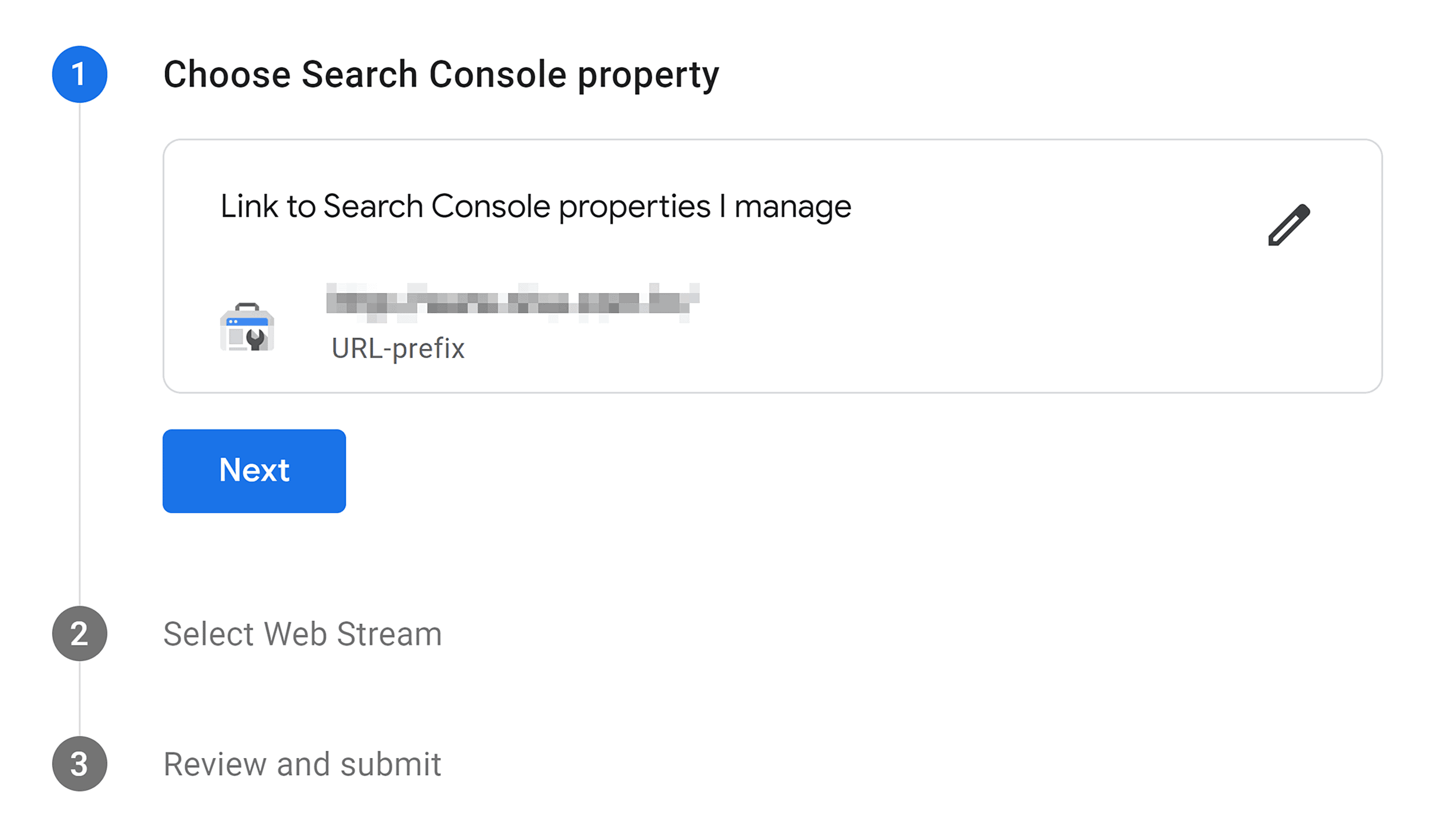 اختر خاصية Search Console