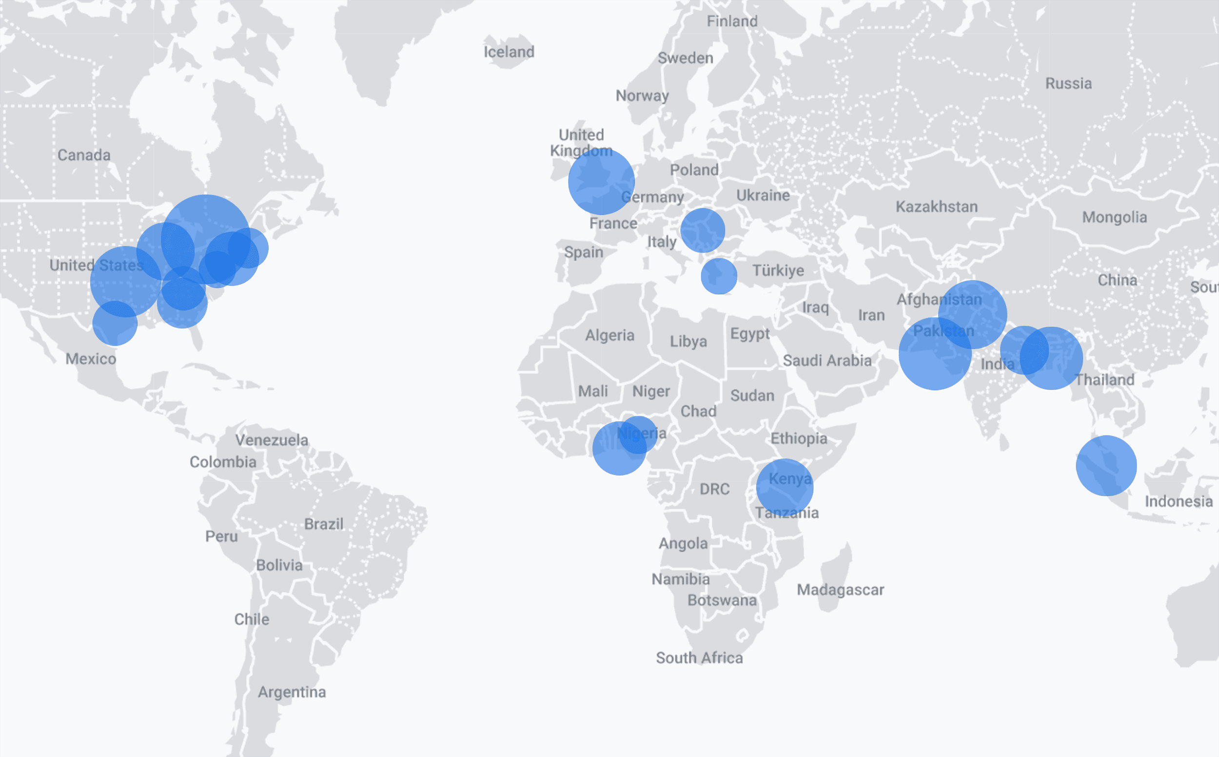 GA4 – Realtime – World map