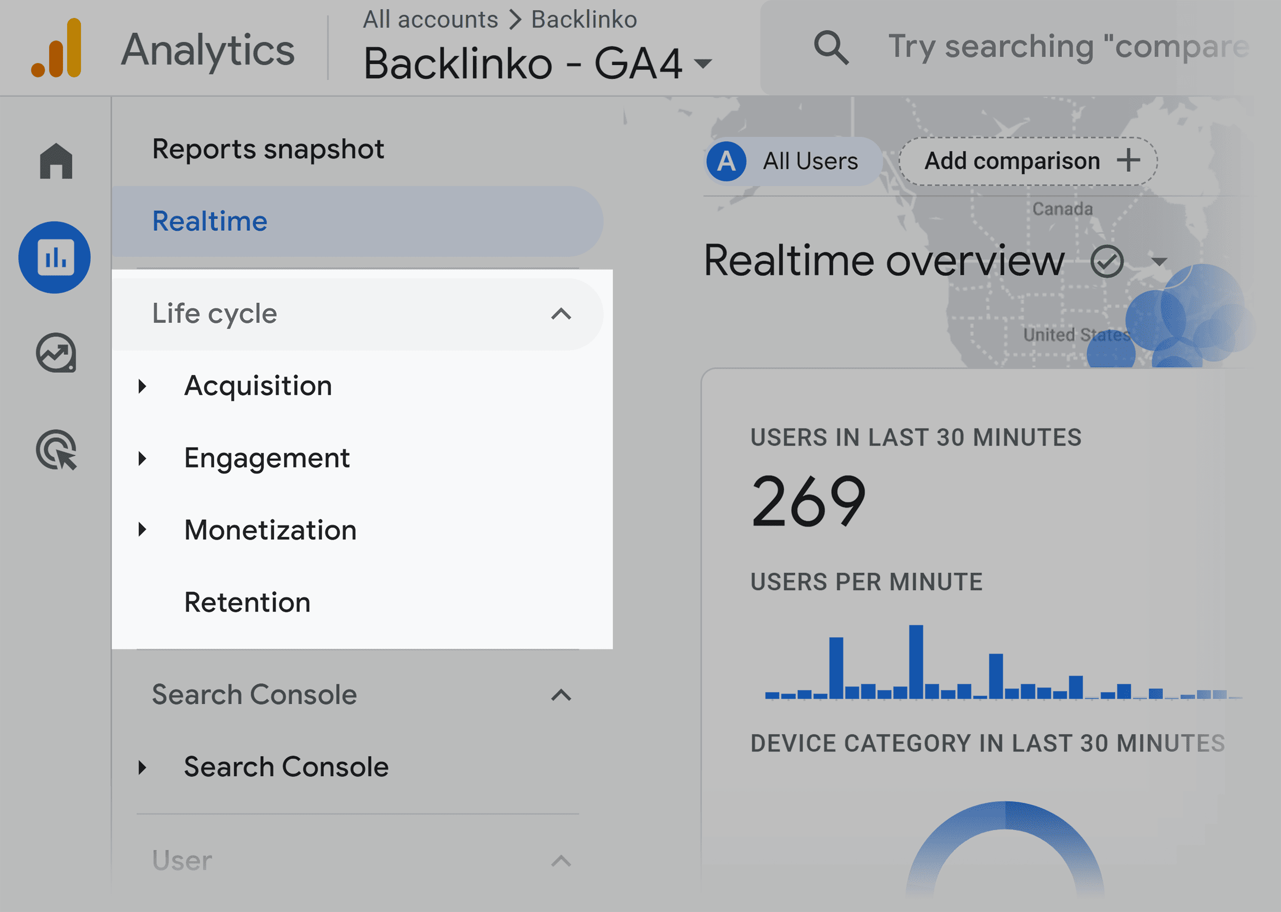 GA4 – Reports – Life cycle