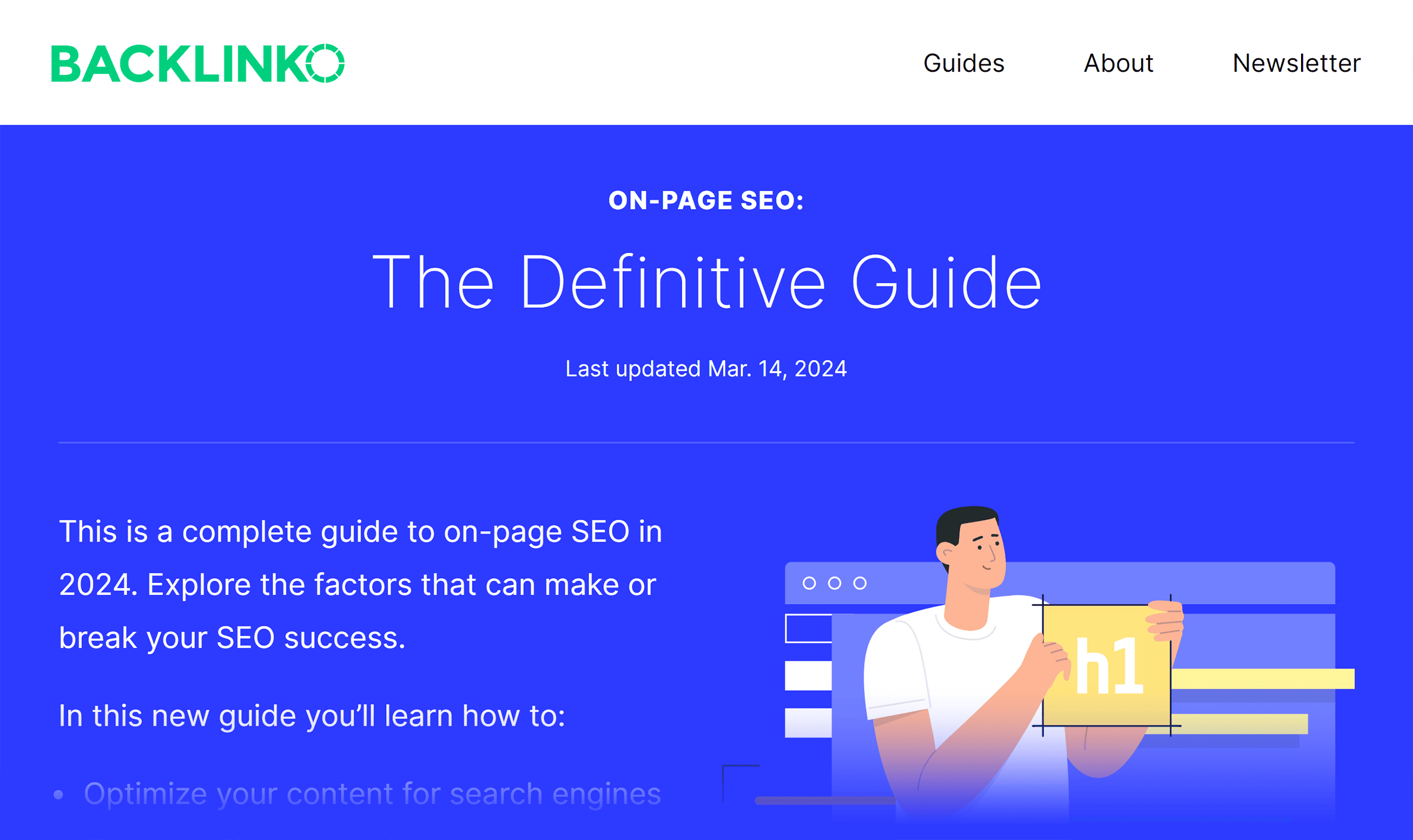 Backlinko – On-Page SEO – H1