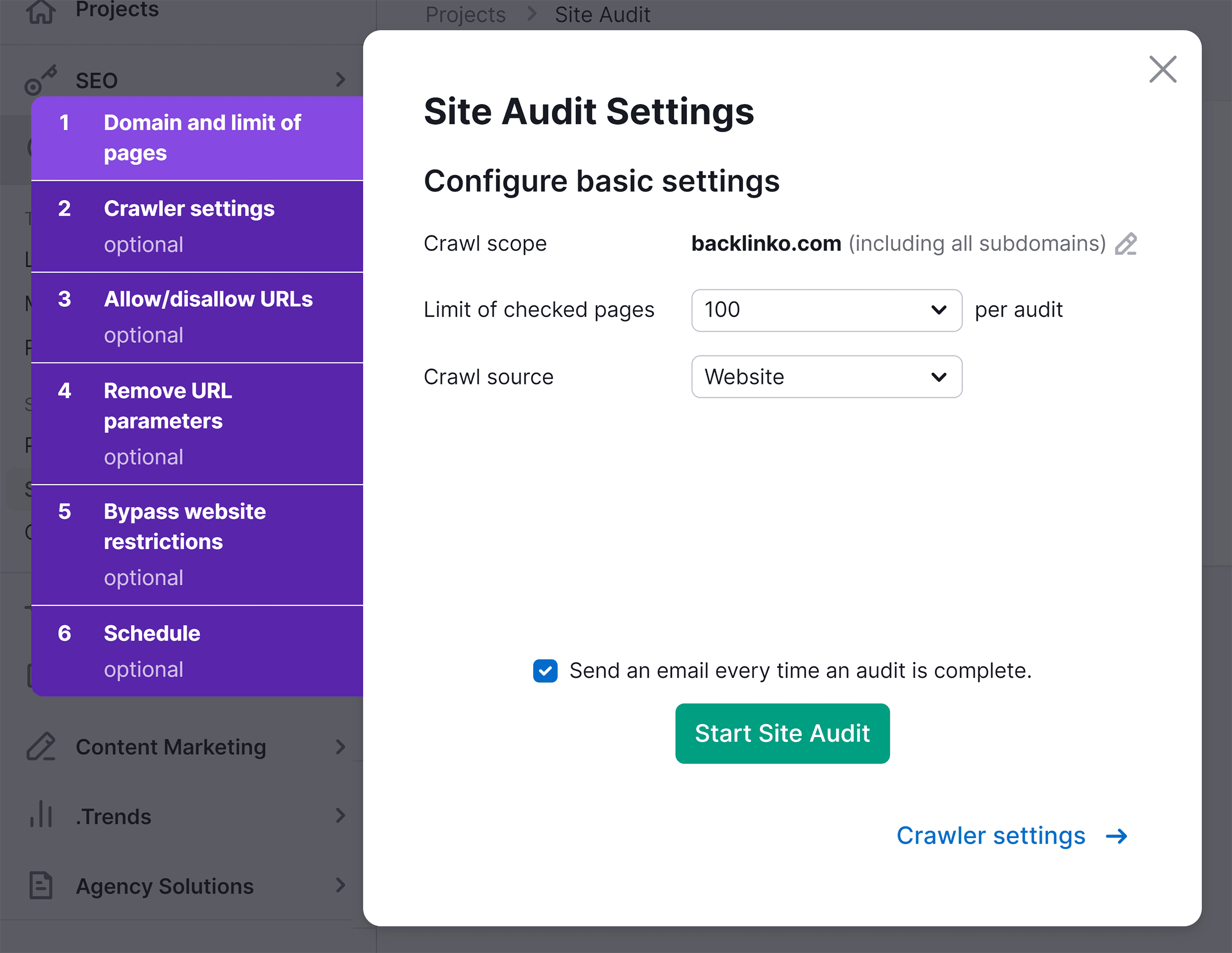 Site Audit – Start