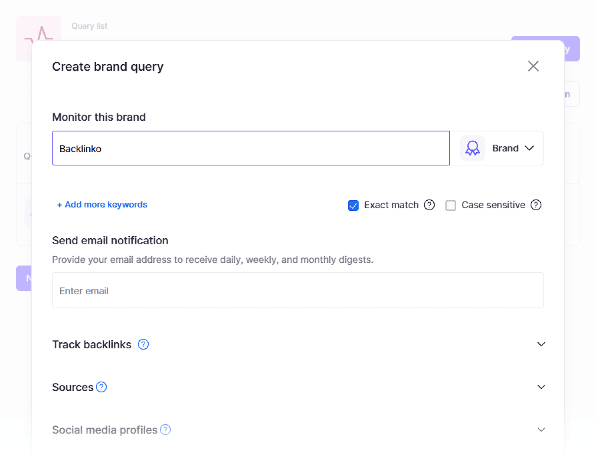 Brand Monitoring – Create query Brand Monitoring – Create query