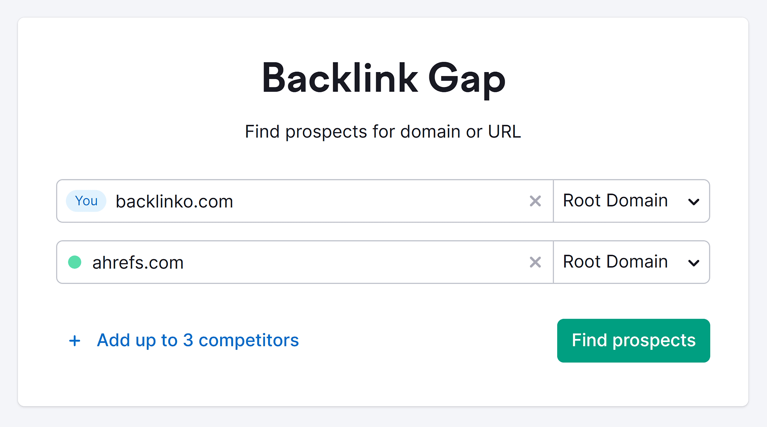 Semrush – Backlink Gap