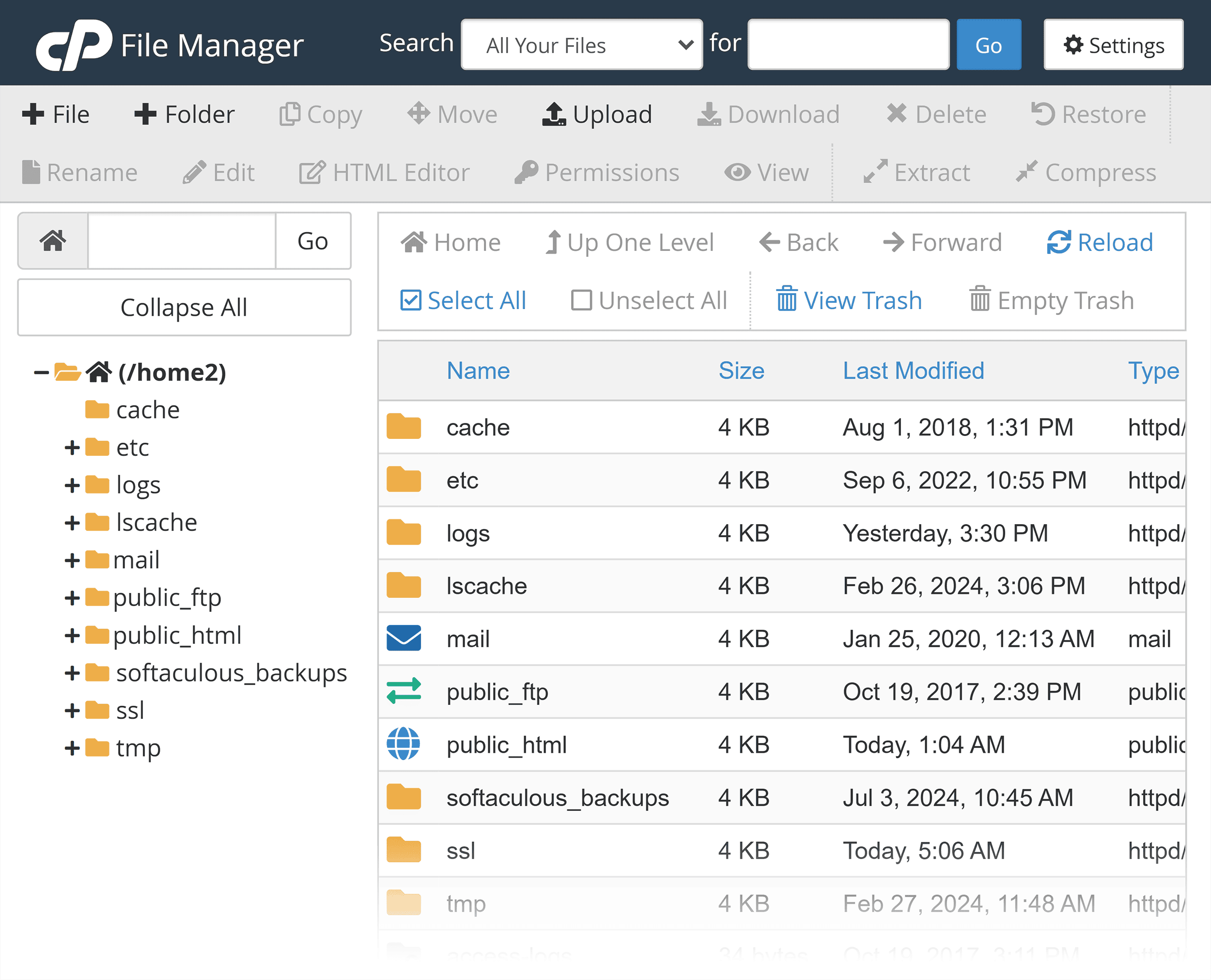 cPanel – File Manager – Files