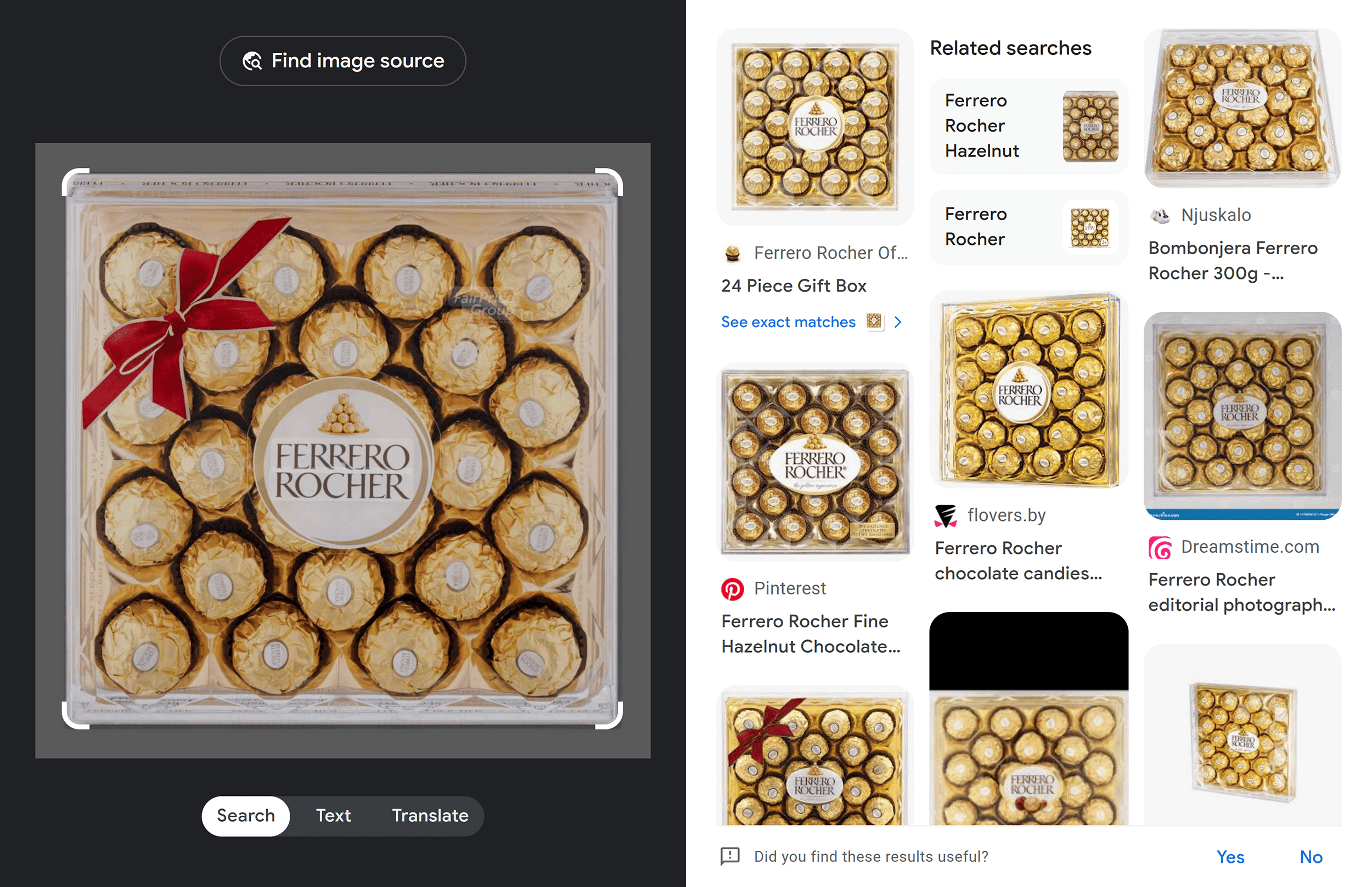 Ferrero Rocher – Google Lens results