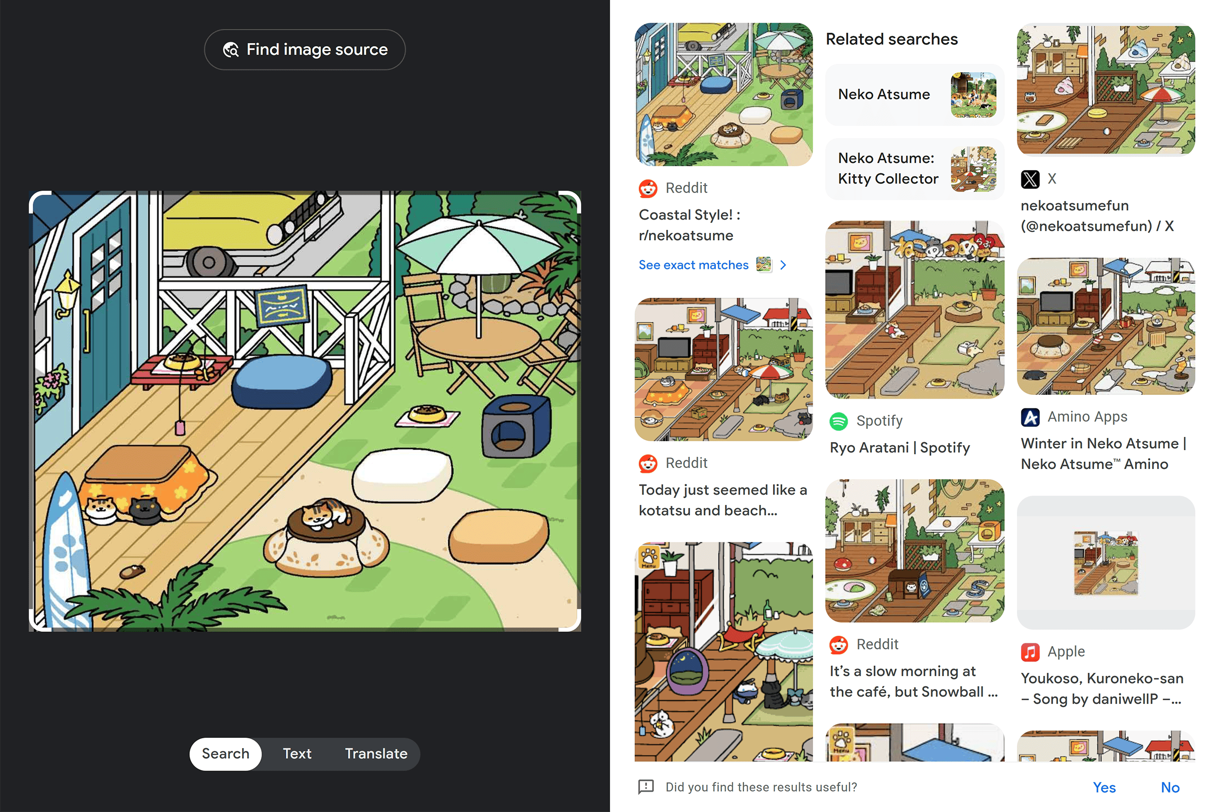 Neko Atsume – Google Lens results