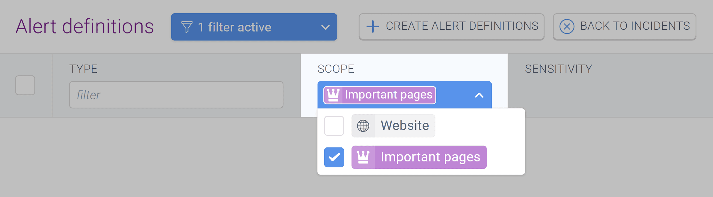 Conductor – Alert filters