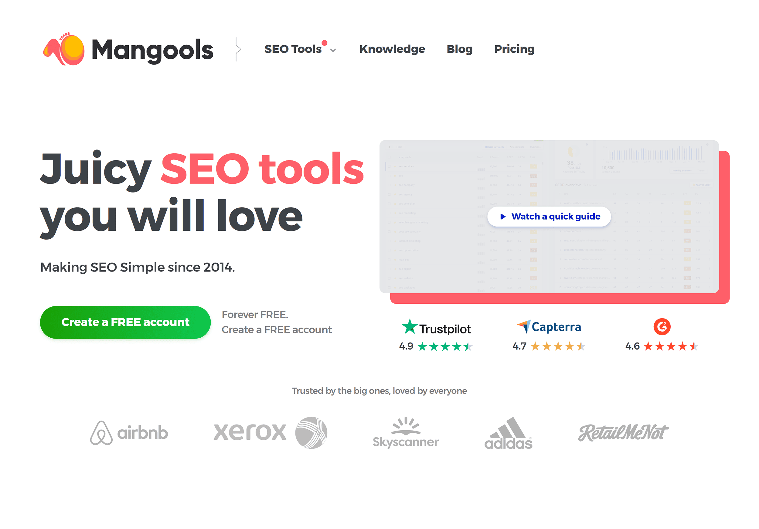 Mangools – Homepage