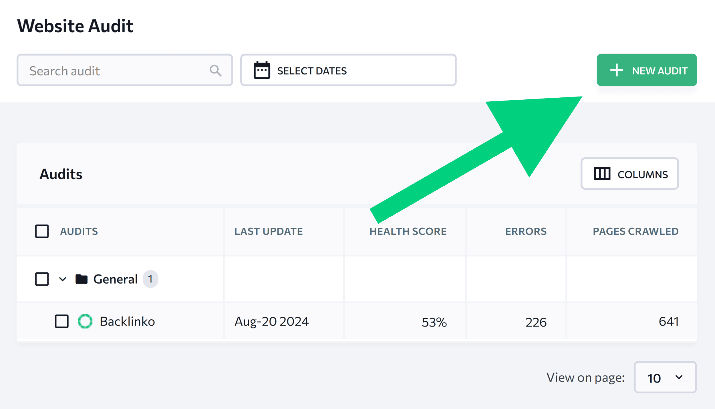 SE Ranking – Add new audit