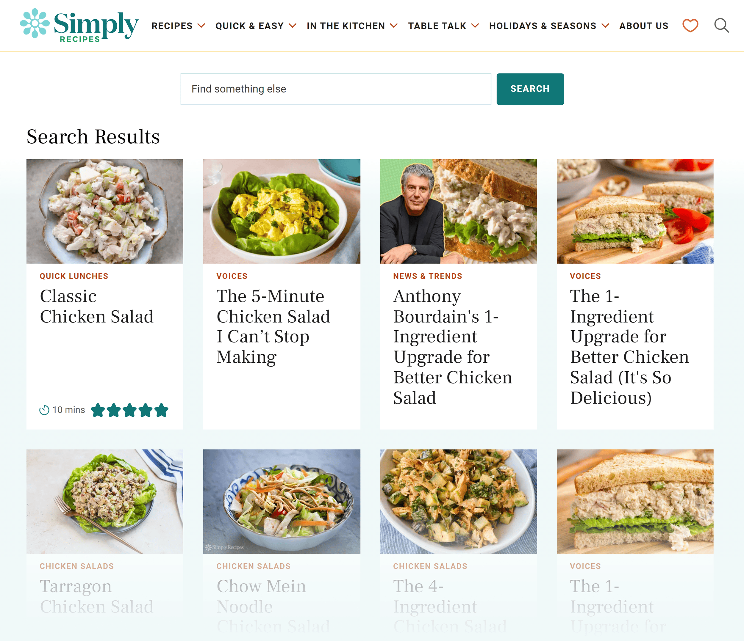 Simply Recipes – Search – Chicken salad