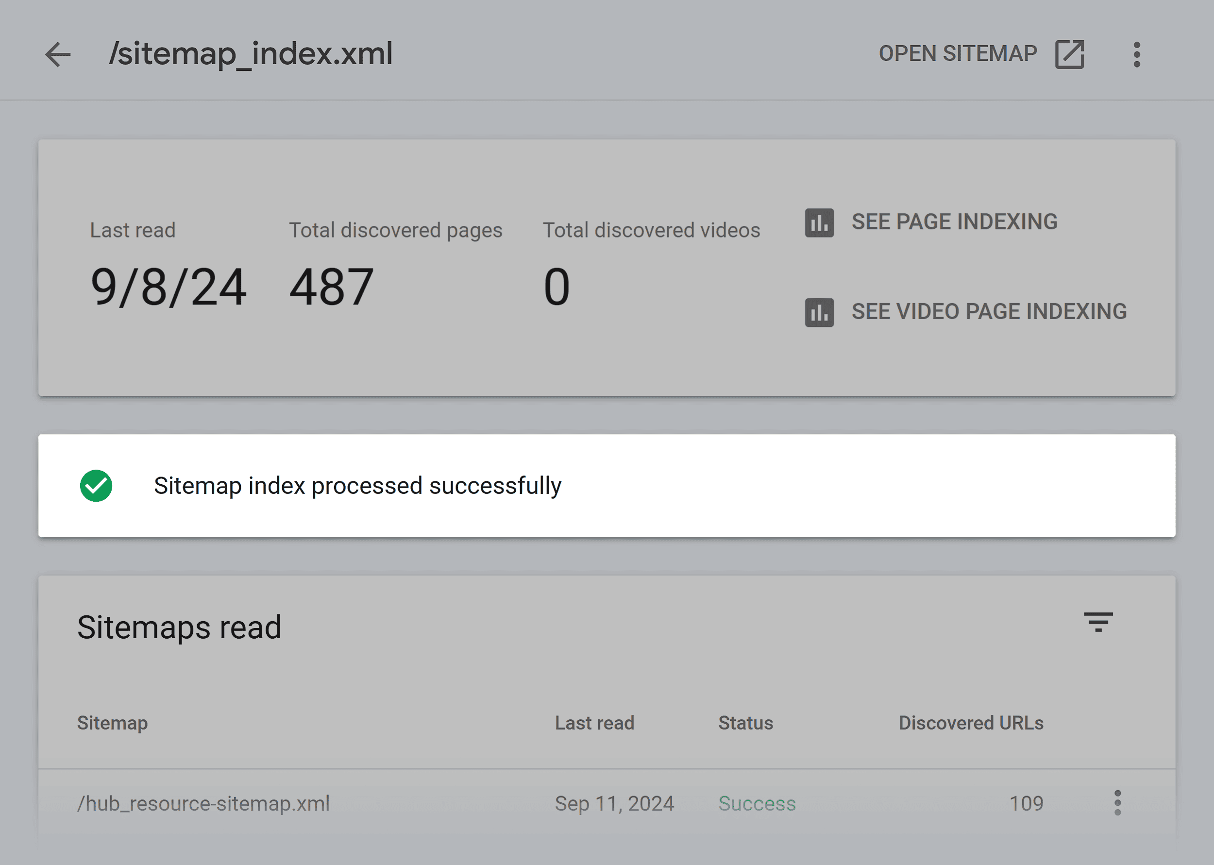 GSC – Sitemap index