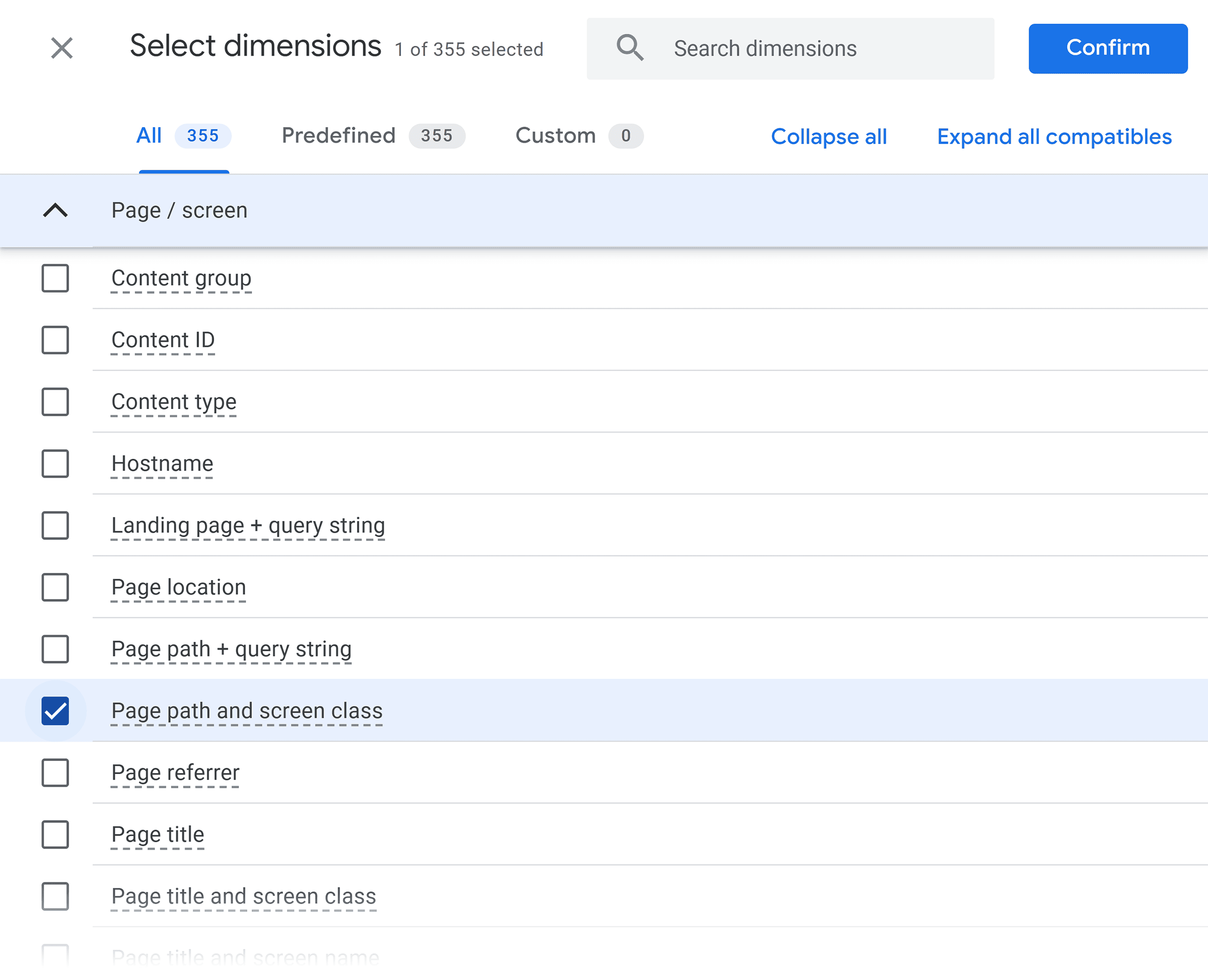 GA – Blank exploration – Add dimensions