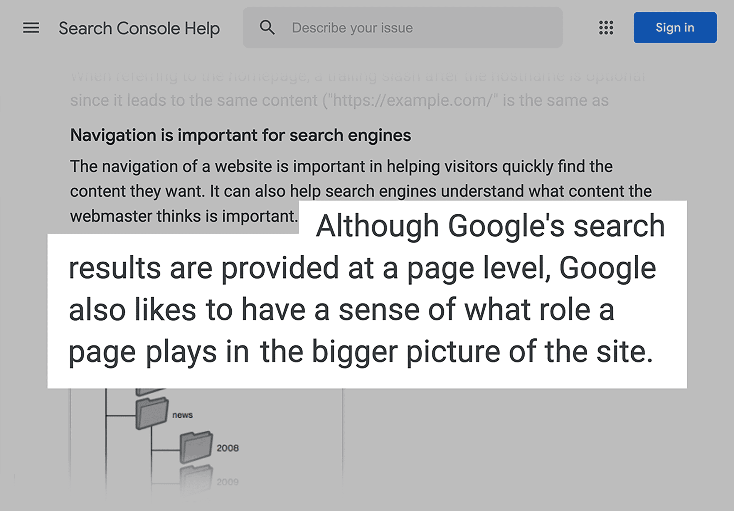 Give Google context about each page