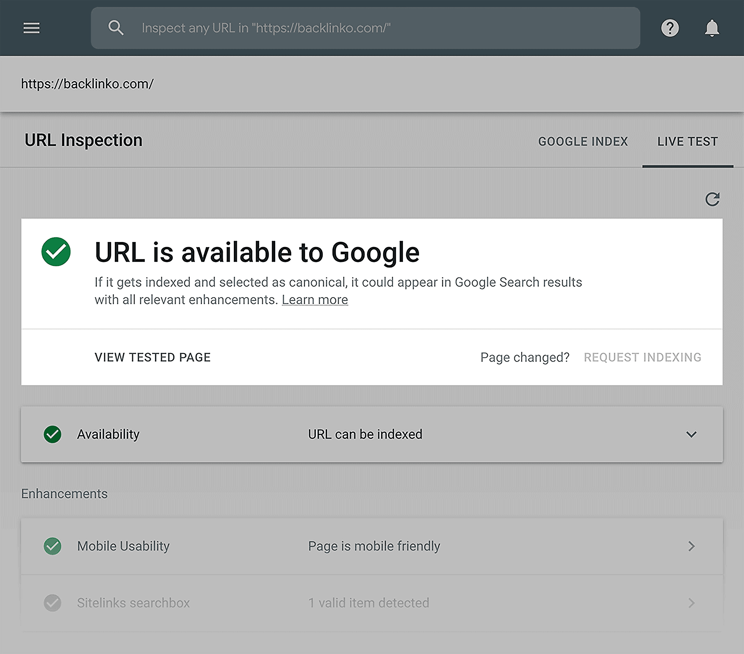 GSC – URL is available