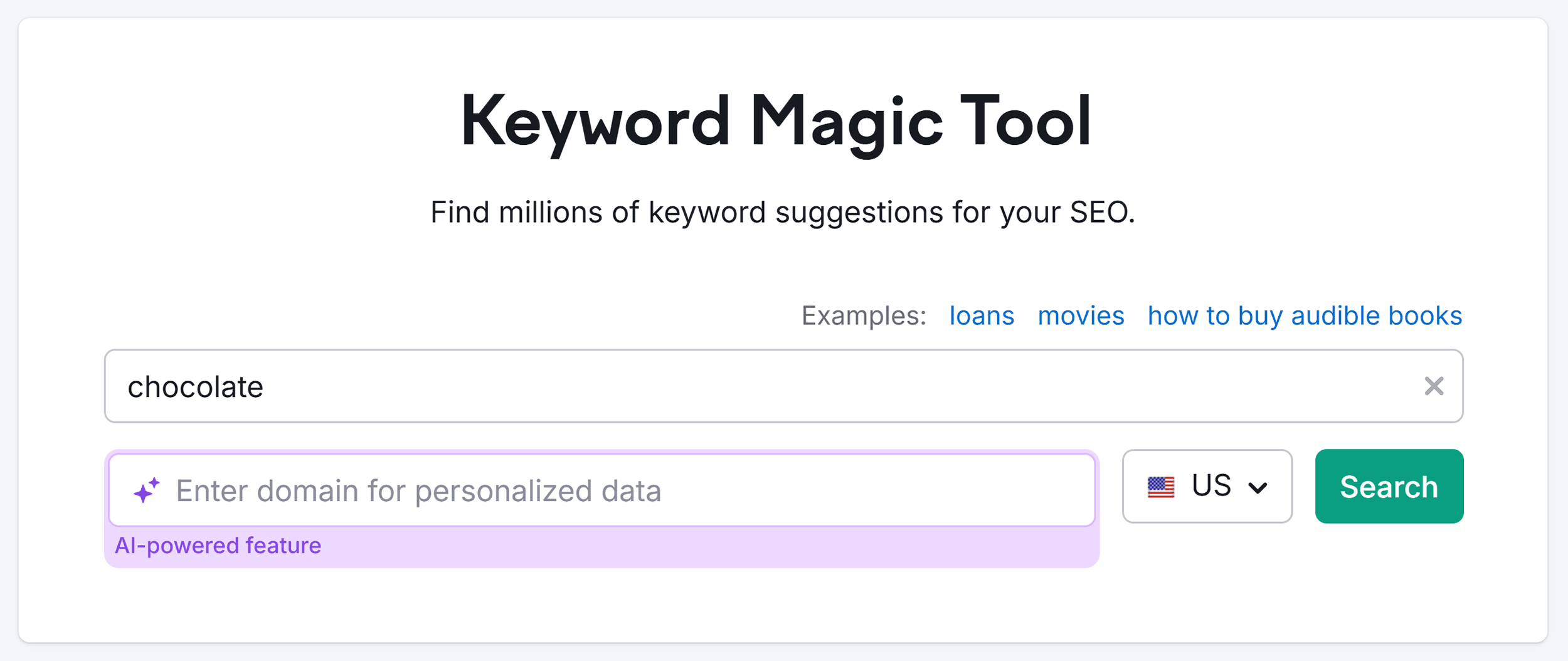 Keyword Magic Tool – Search – Chocolate