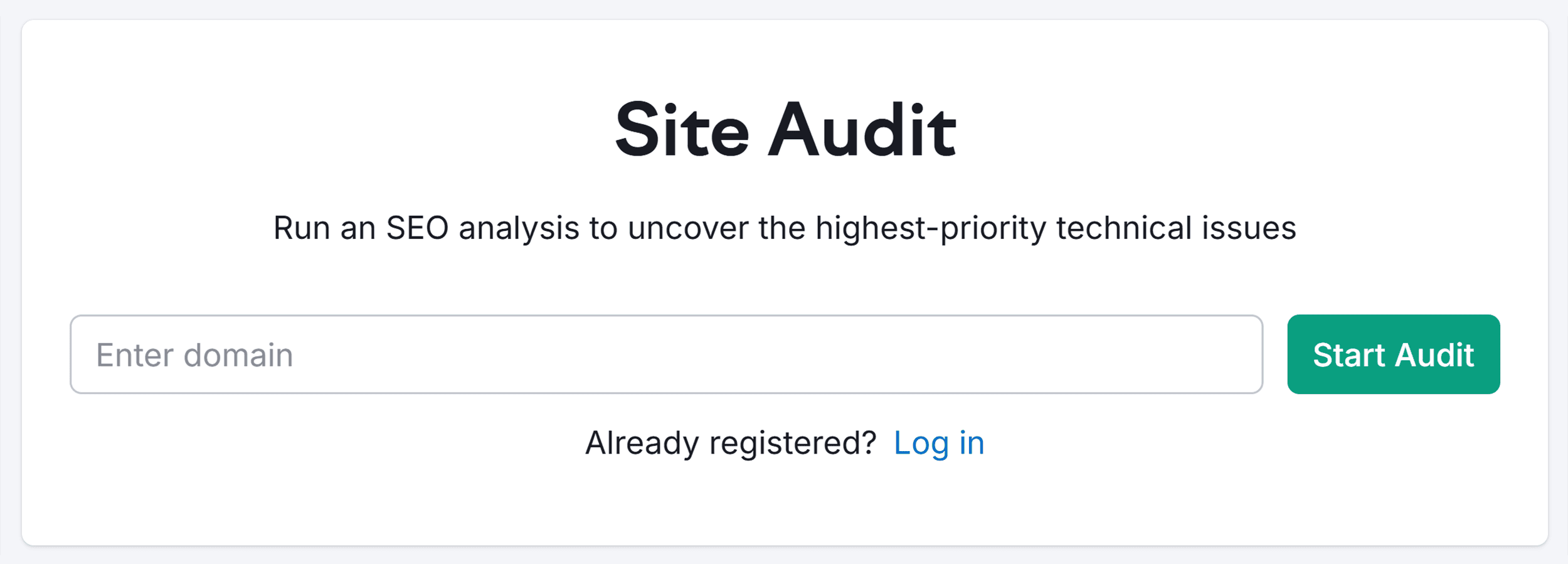 Semrush – Site Audit – Enter domain