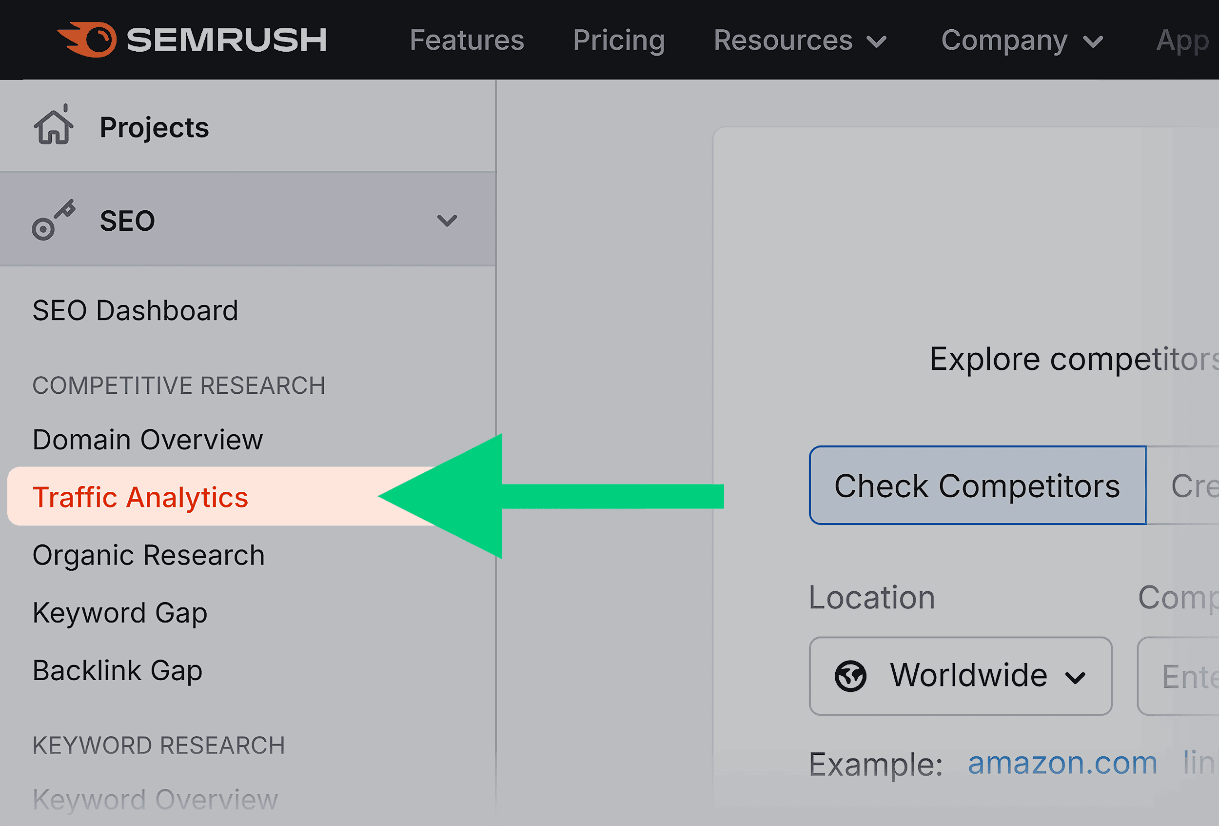 Semrush – Traffic Analytics