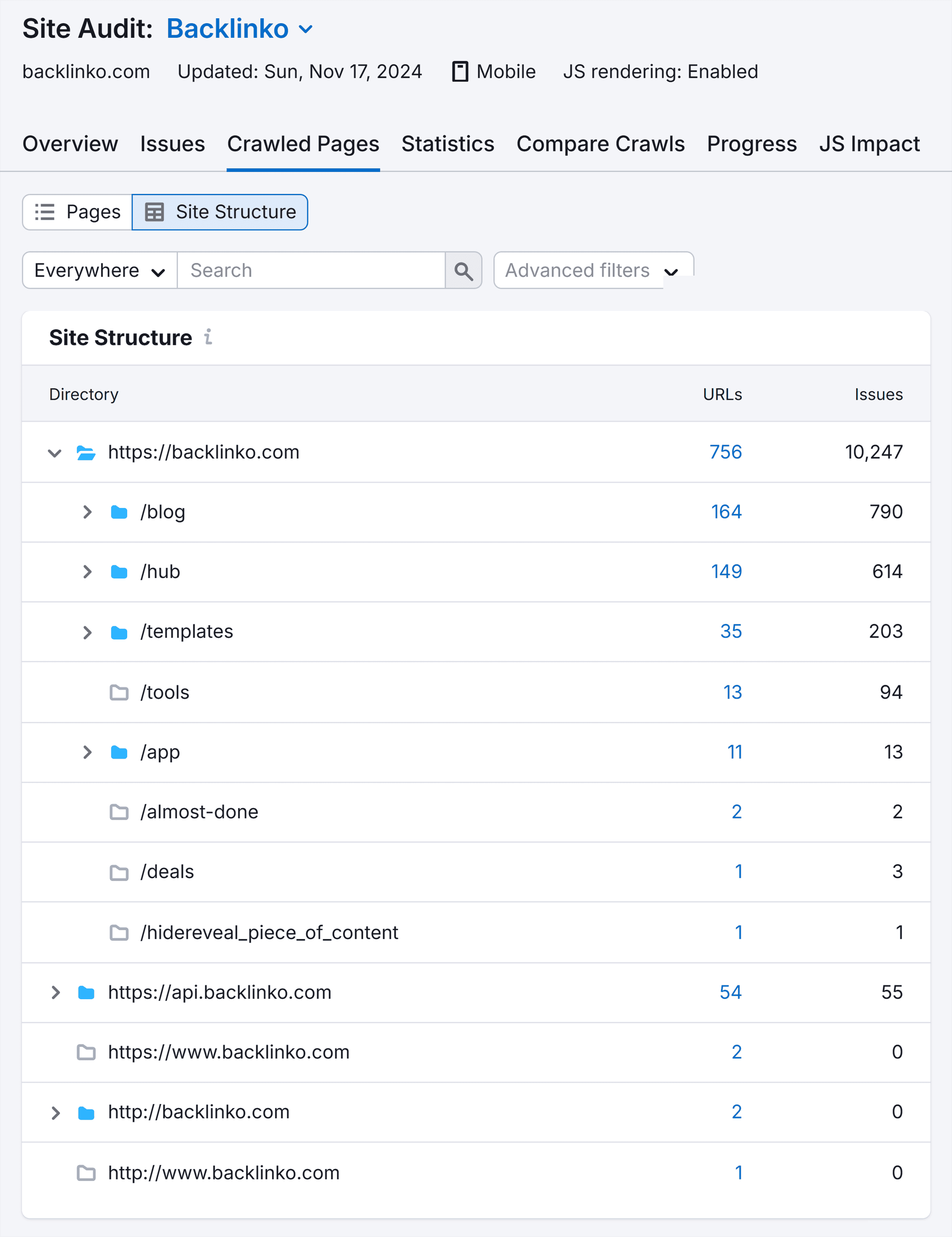 Site Audit – Backlinko – Site Structure