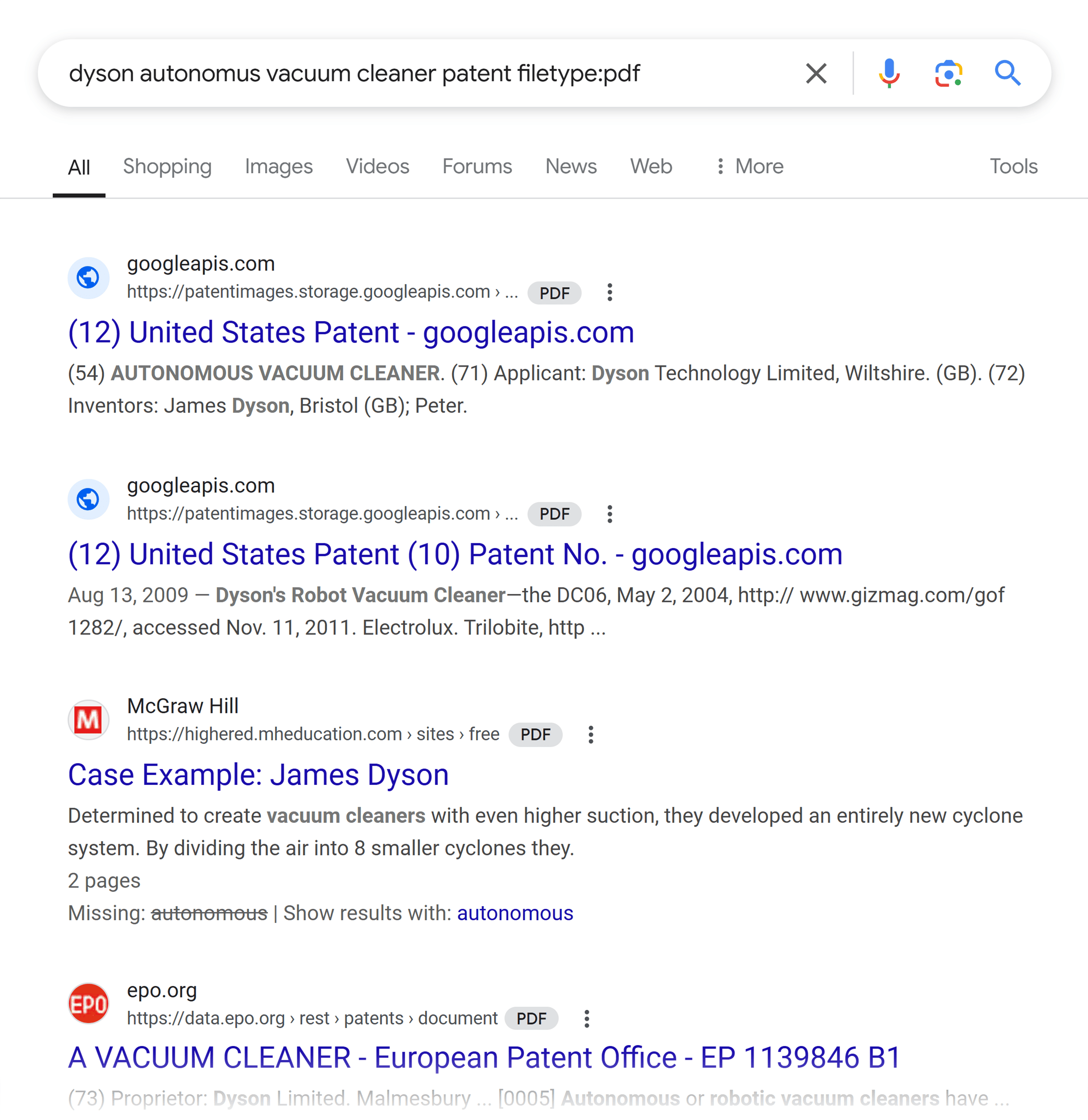 Google filetype search