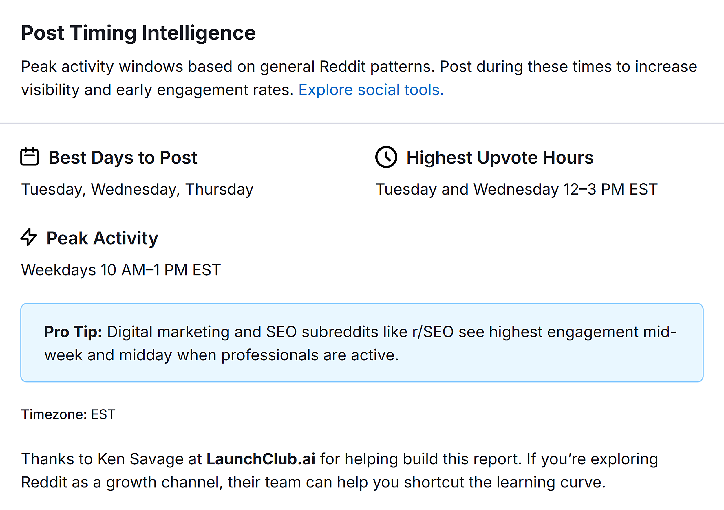 Post Timing Intelligence