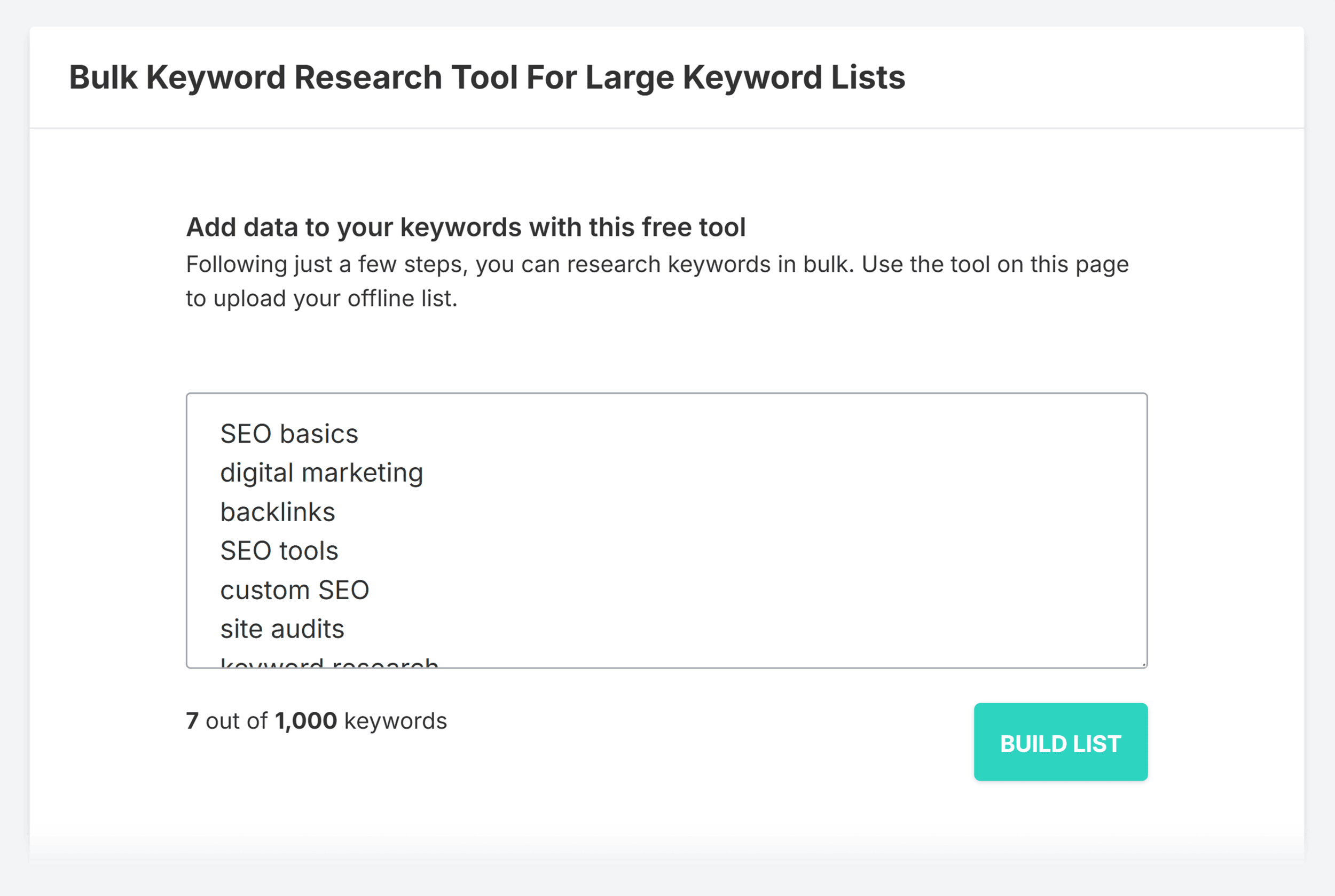 SpyFu – Keyword research – Bulk upload