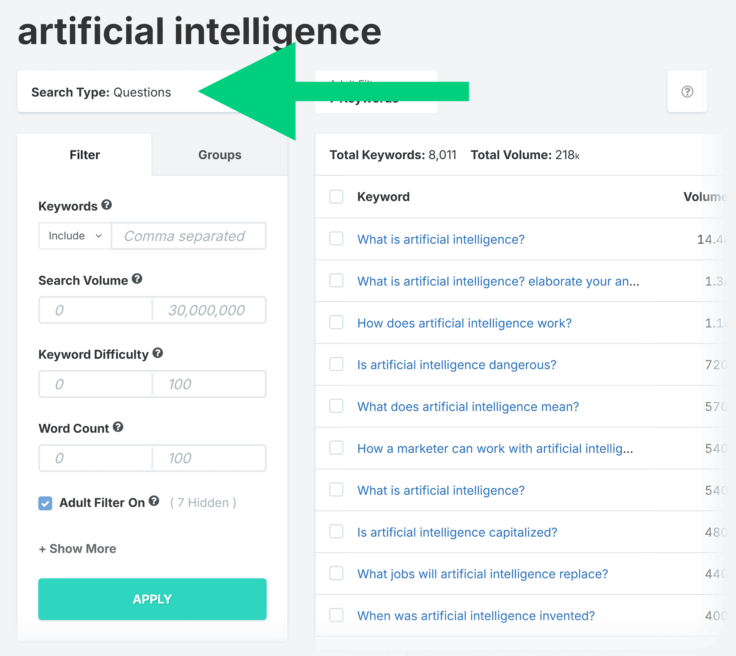 SpyFu – Keyword research – Questions