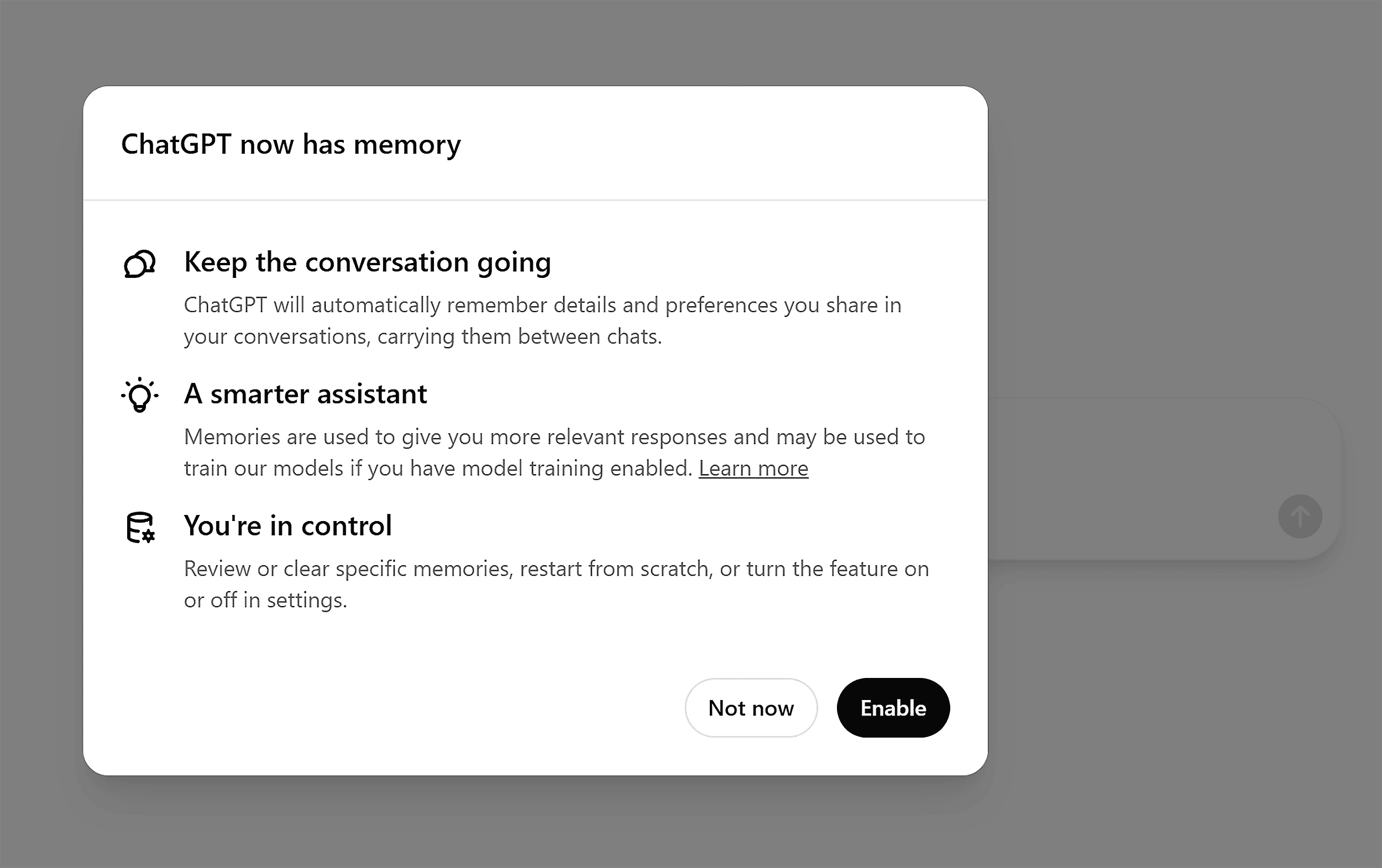 ChatGPT now has memory ChatGPT now has memory