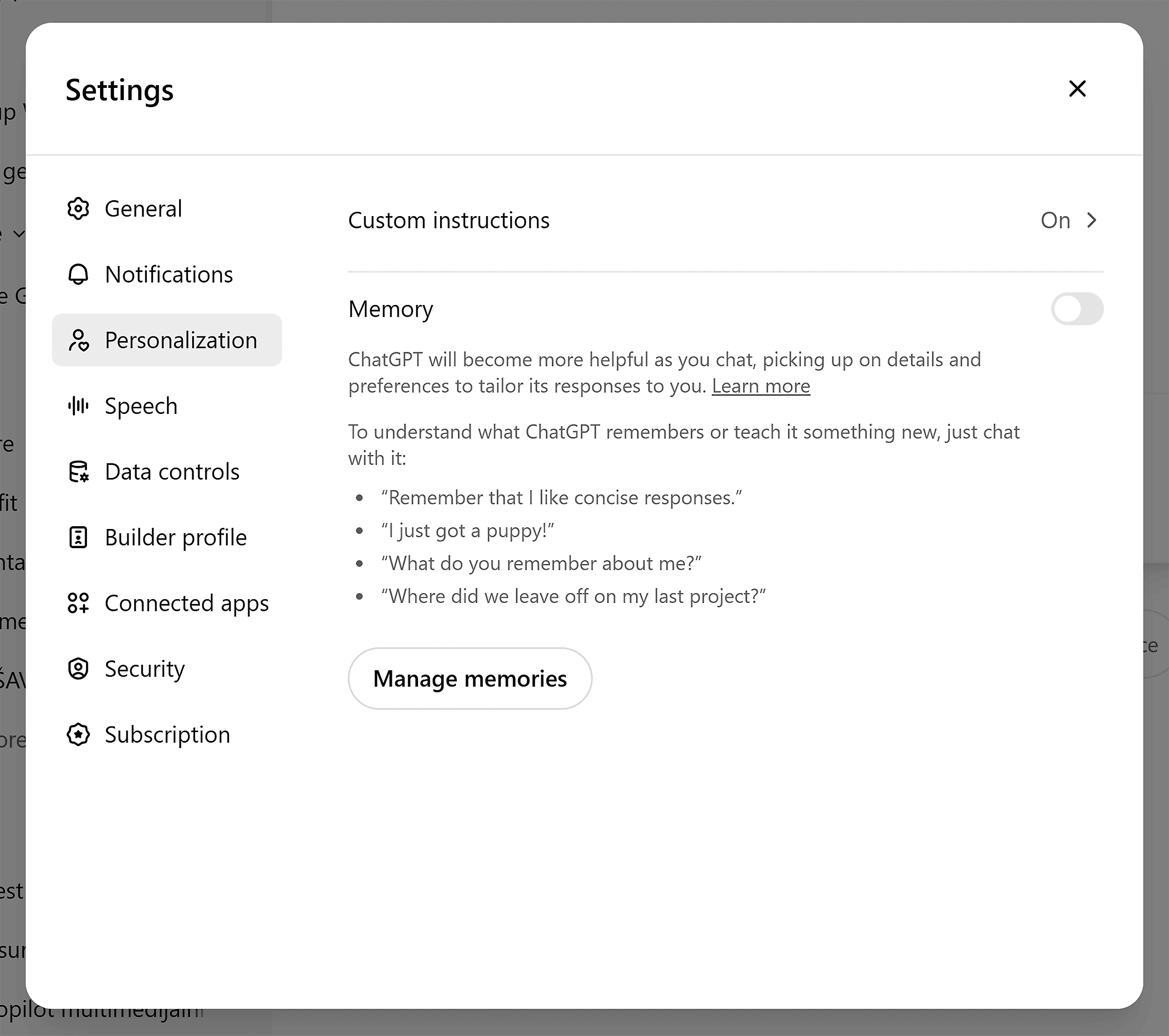 ChatGPT – Profile settings – Personalization ChatGPT – Profile settings – Personalization