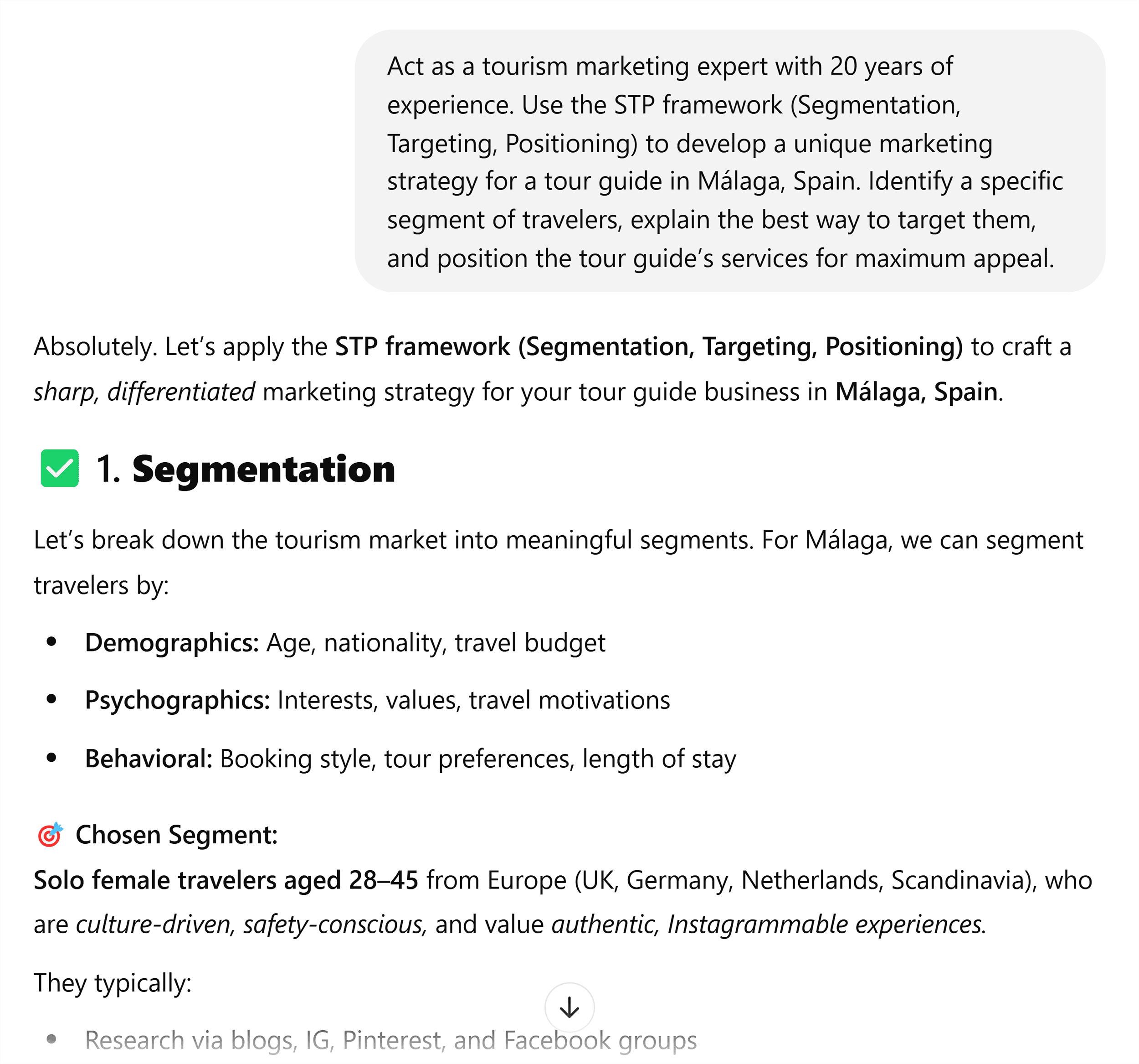 ChatGPT – Prompt – Marketing expert + STP framework strategies ChatGPT – Prompt – Marketing expert + STP framework strategies
