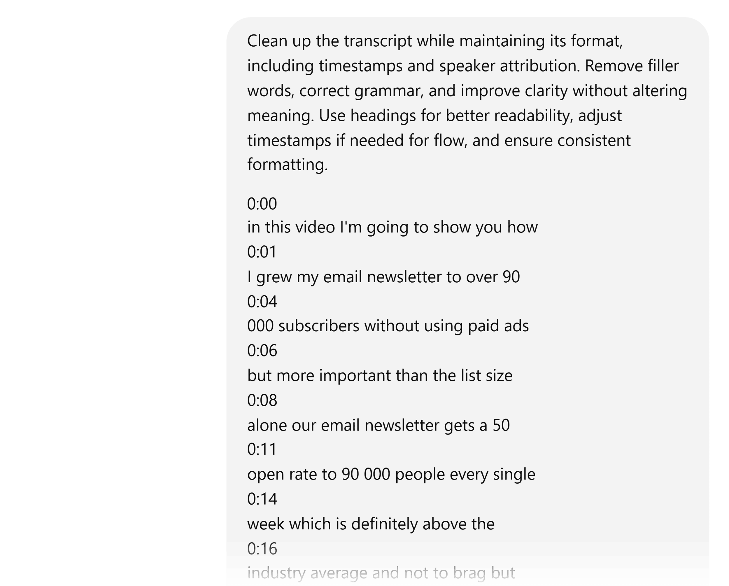 ChatGPT – Prompt – Transcript clean up request ChatGPT – Prompt – Transcript clean up request