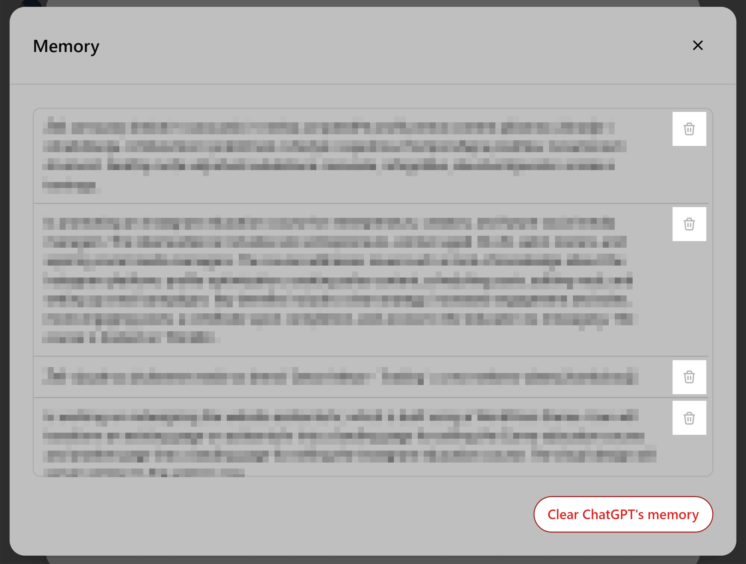 ChatGPT – Settings – Manage Memory ChatGPT – Settings – Manage Memory