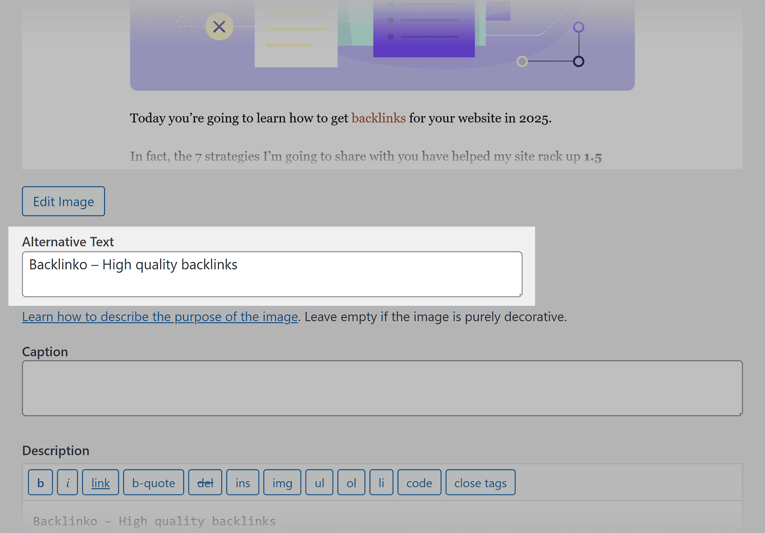 Backlinko – WordPress alt text – Manually Backlinko – Wordpress alt text – Manually