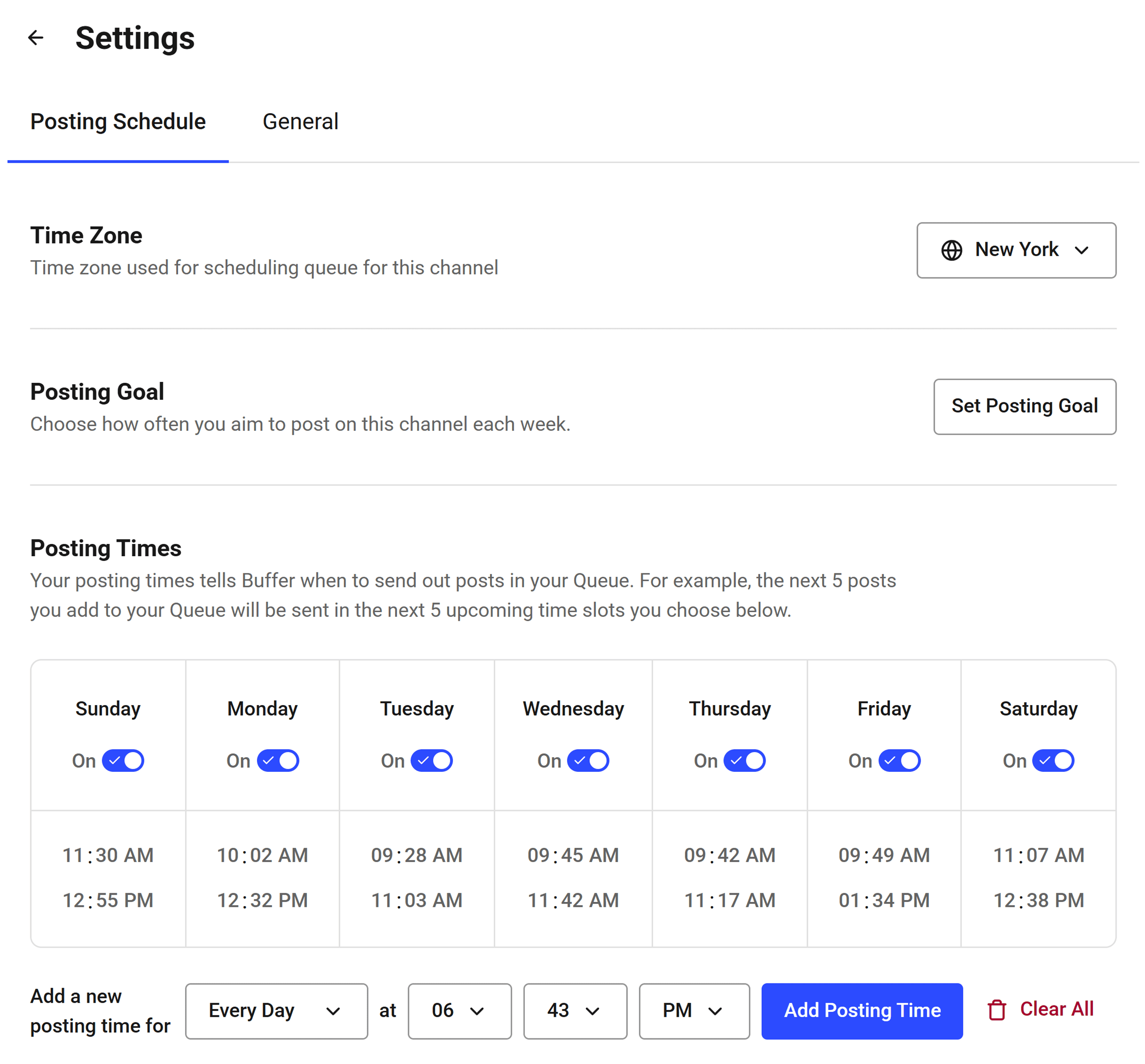 Buffer – Settings – Posting Times Buffer – Settings – Posting Times
