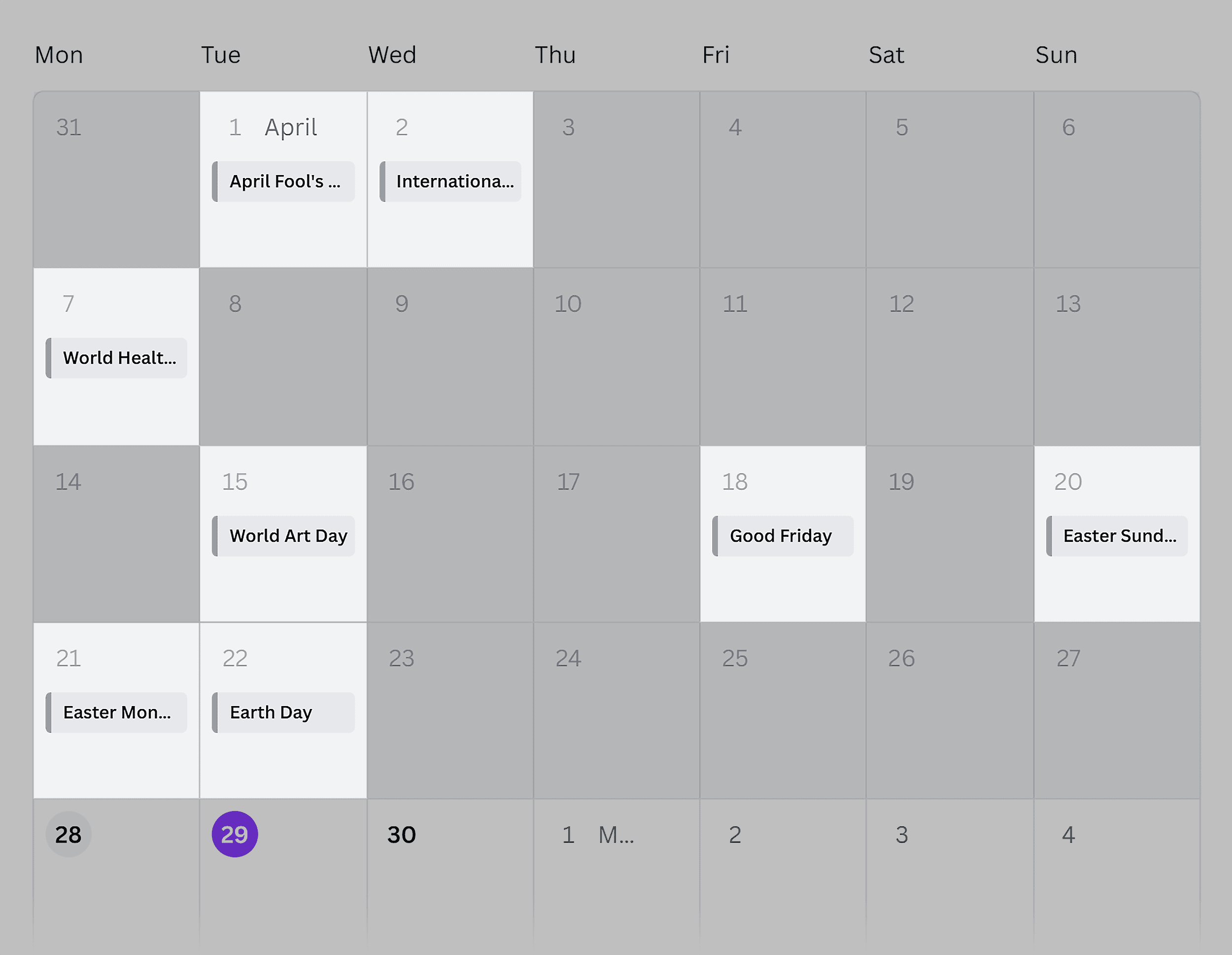 Canva – Content planer shows holidays Canva – Content planer shows holidays