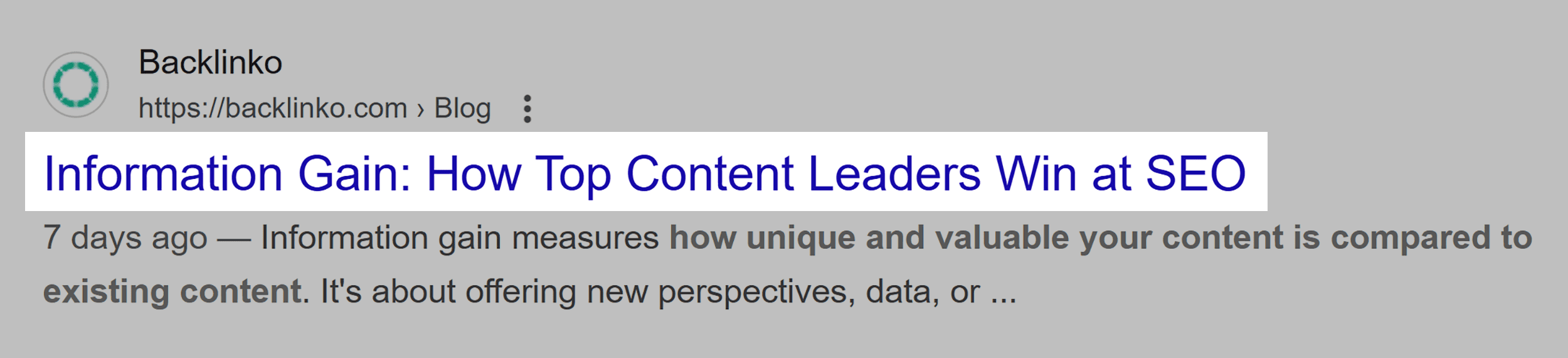 Google – Backlinko’s Title tag in search results Google – Backlinko's Title tag in search results