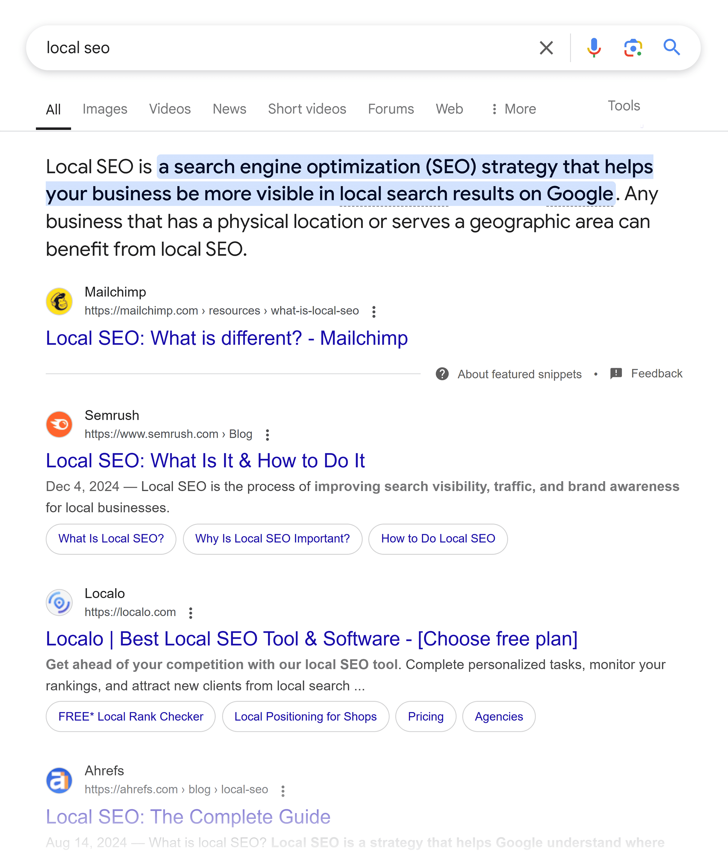 Google SERP – Local SEO