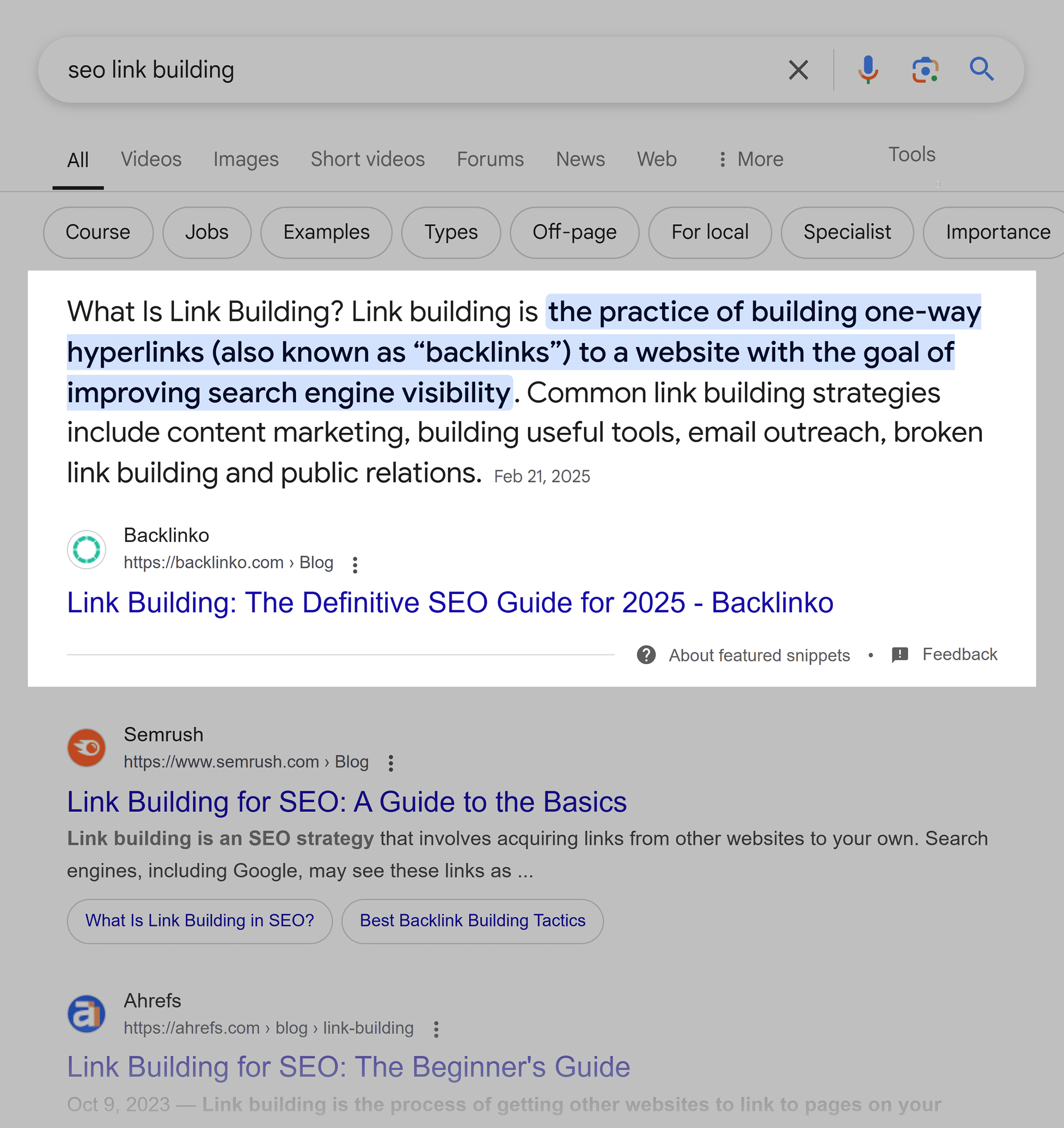 Google SERP – SEO Link Building