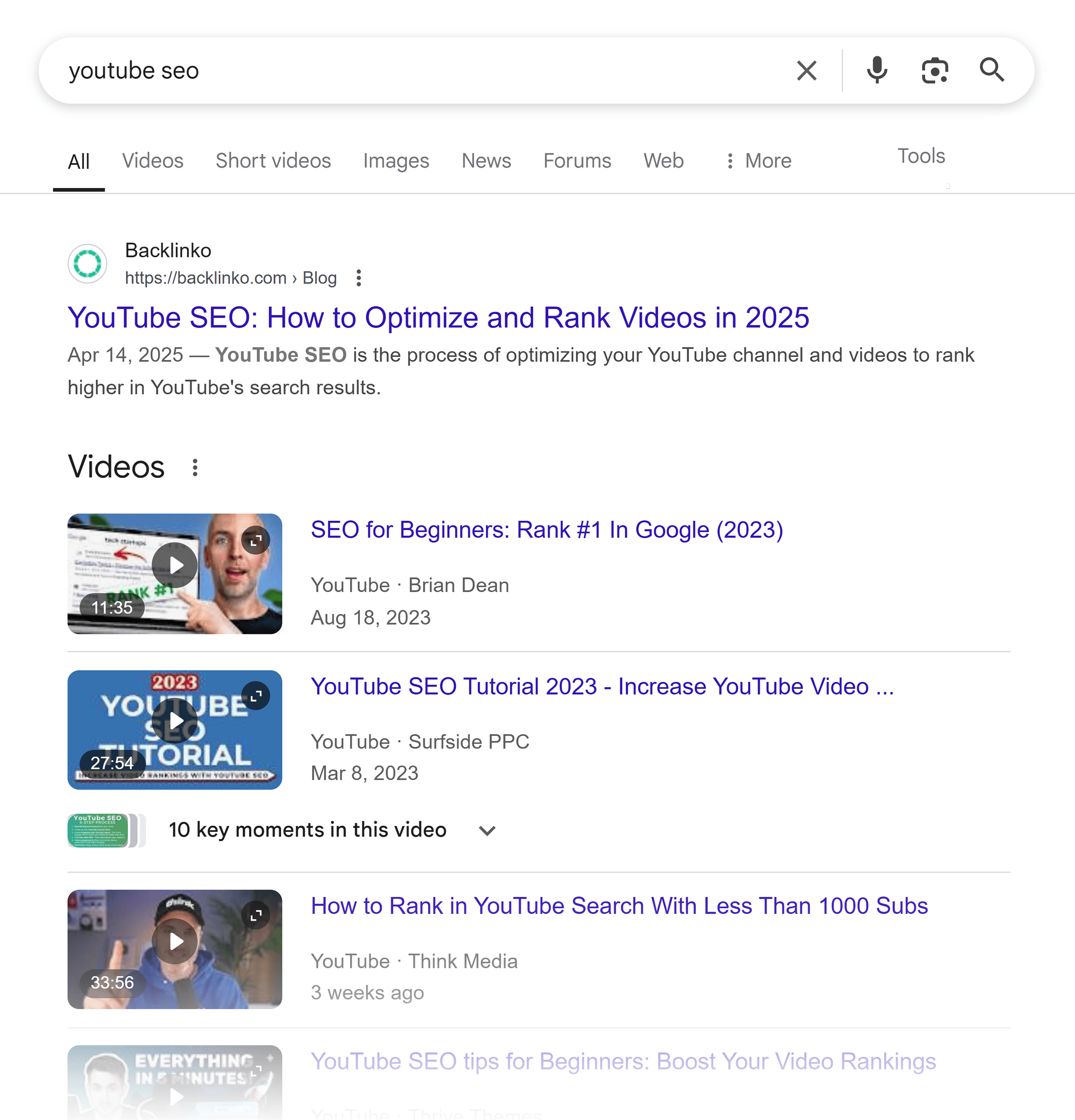 Google SERP – YouTube SEO Google SERP – YouTube SEO