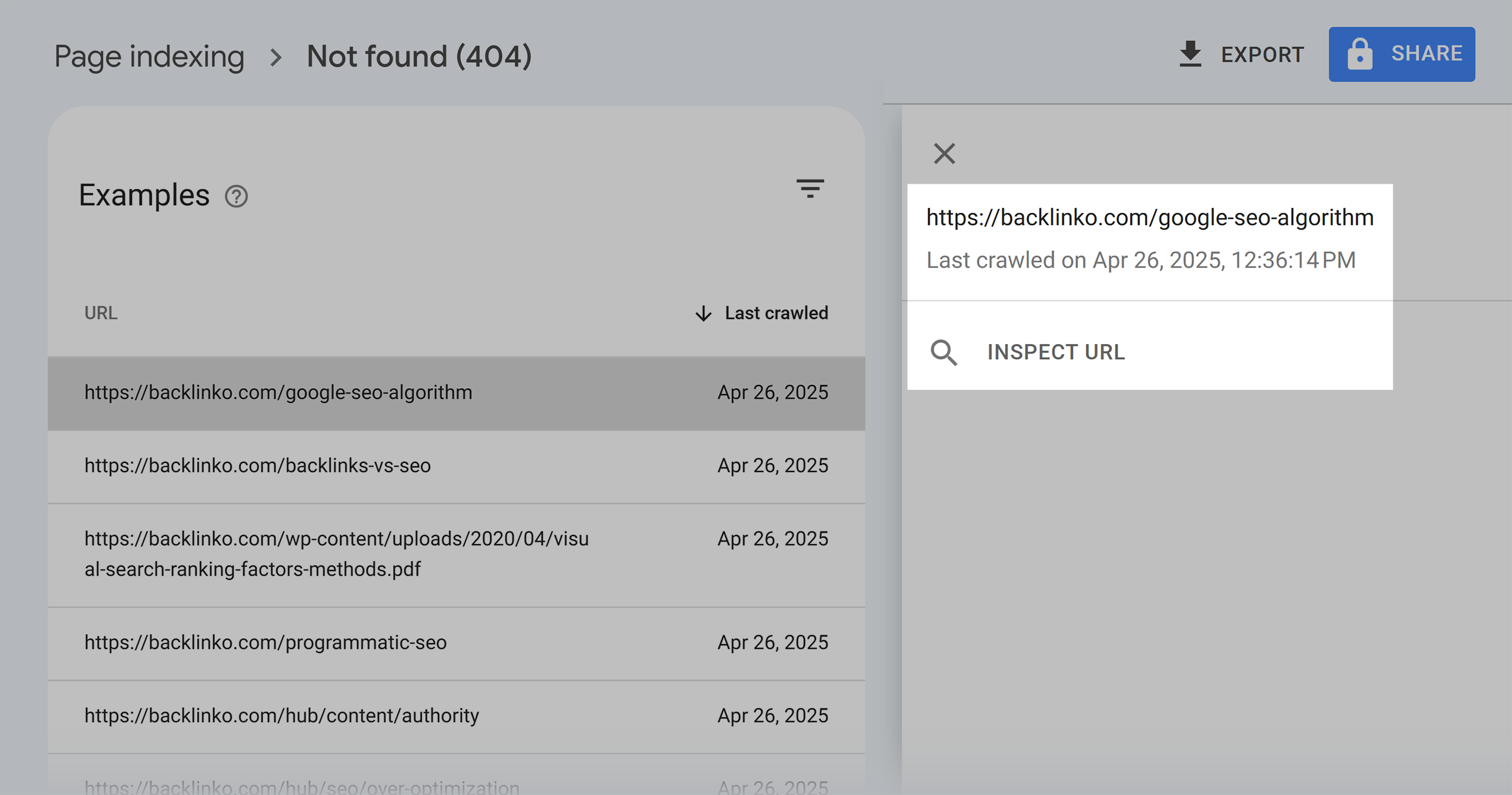 GSC – Pages not Found – Inspect URL GSC – Pages not Found – Inspect URL