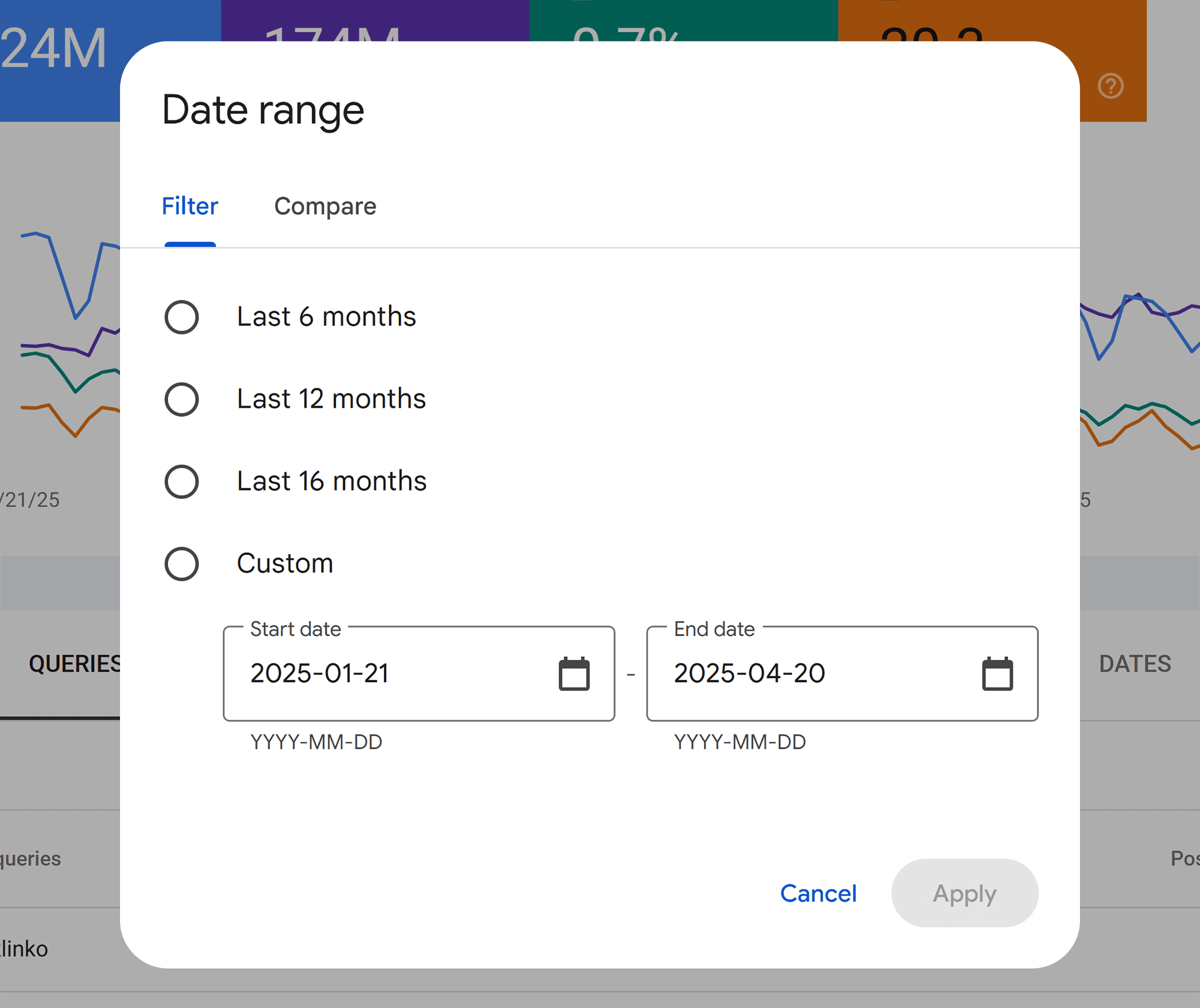 GSC – Search Results – Date Range GSC – Search Results – Date Range